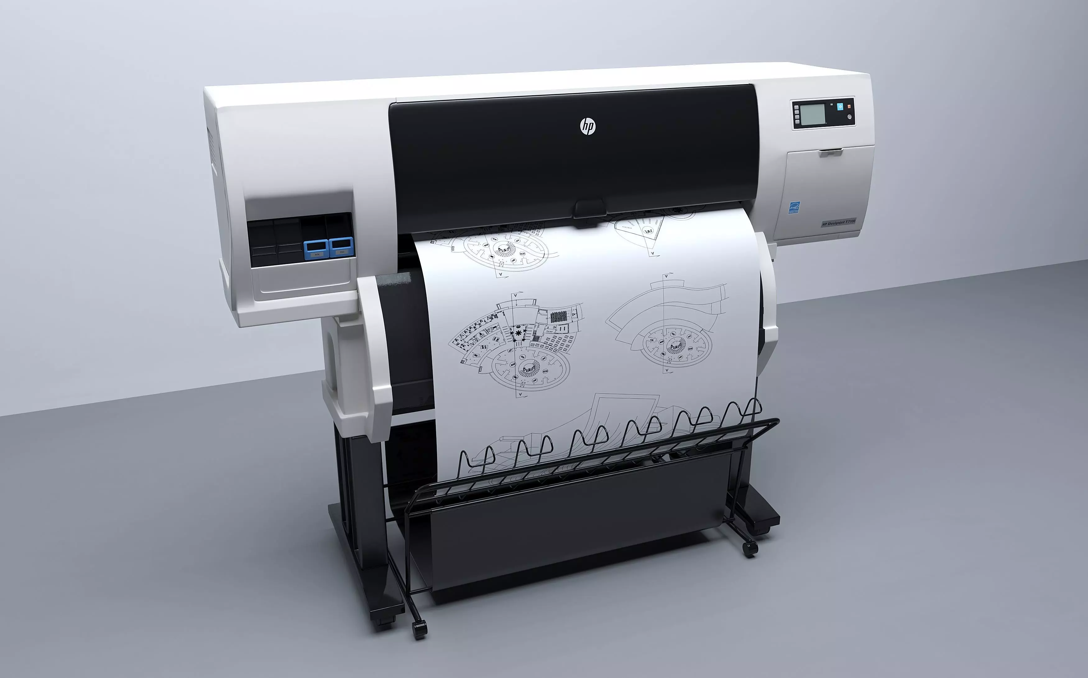 HP Designjet T7100 Printer - Plotter 3D model_0