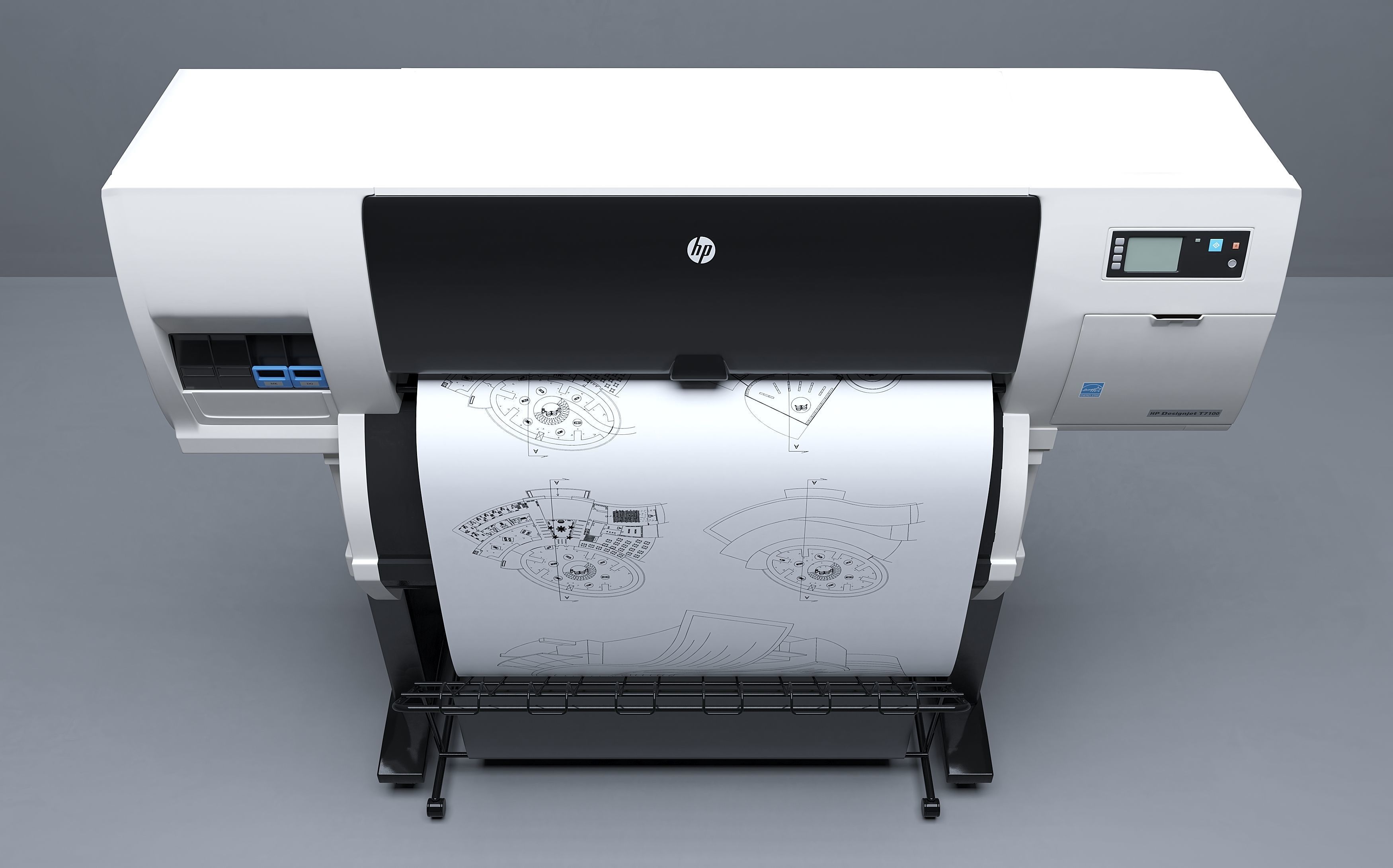 HP Designjet T7100 Printer - Plotter 3D model_2