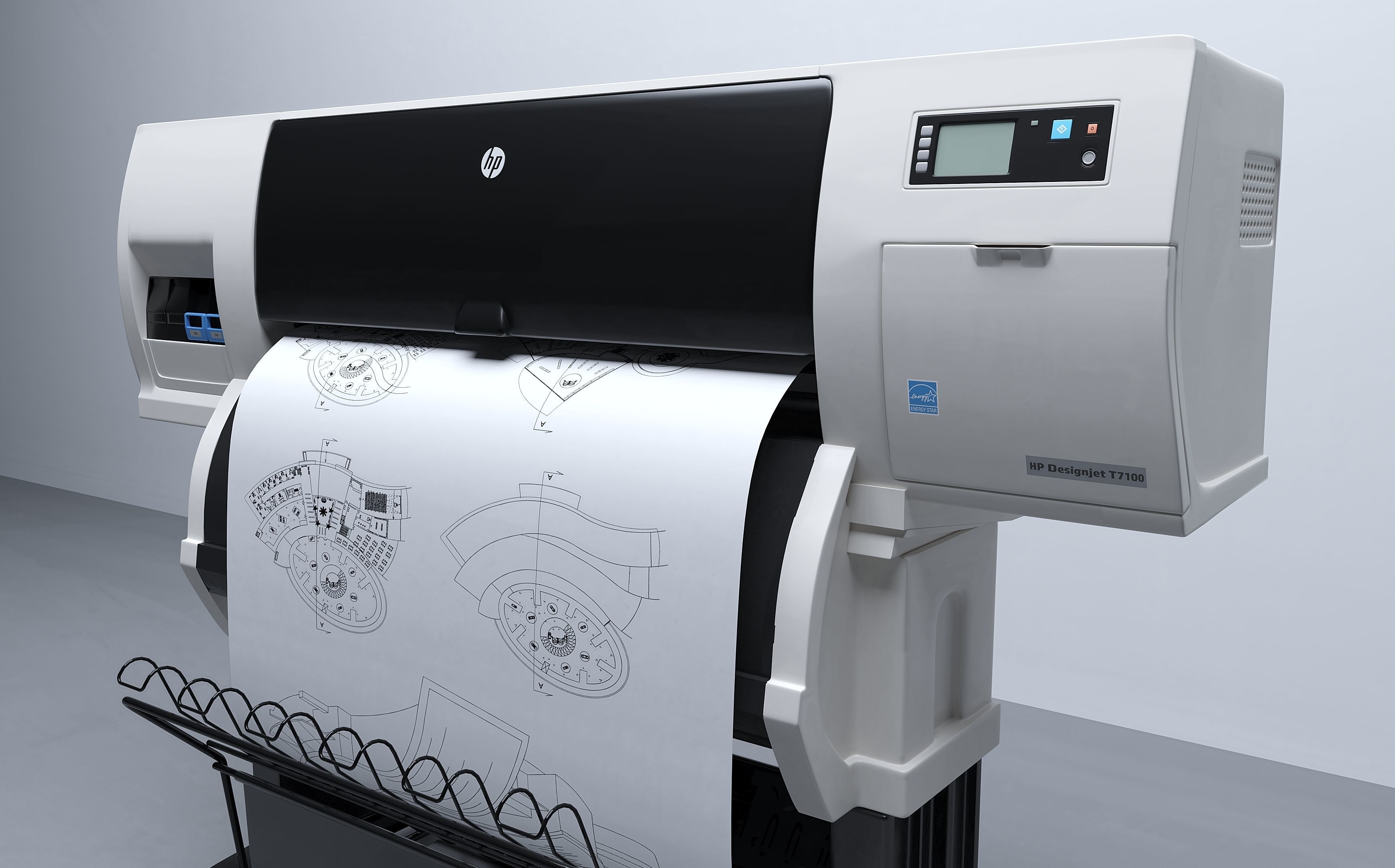 HP Designjet T7100 Printer - Plotter 3D model_1