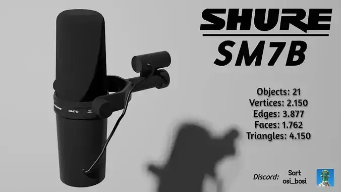 Shure SM7B Microphone Free 3D model