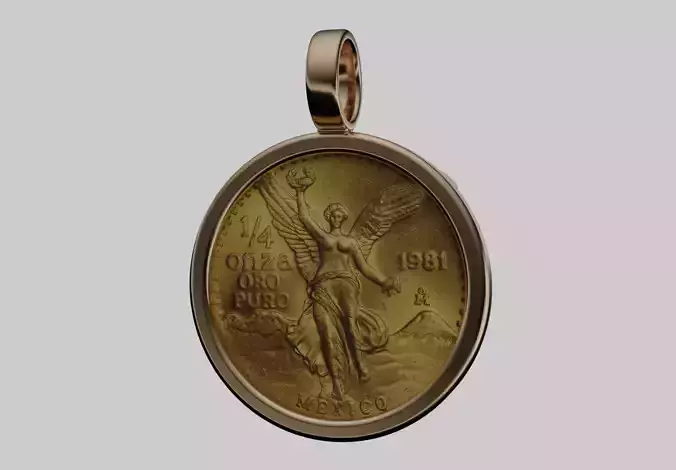 1981 qtr oz libertad Mexico gold bullion coin frame  3D print model