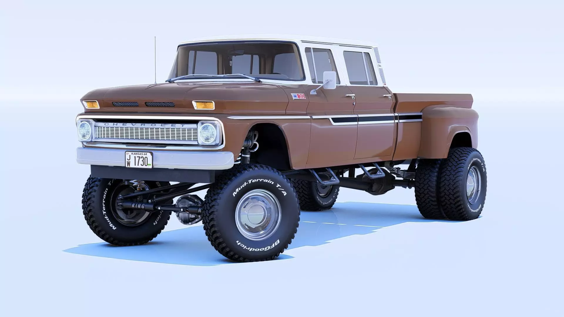 Pickup 1963 C30 4 Door Dually Classic Wheels 3D model
