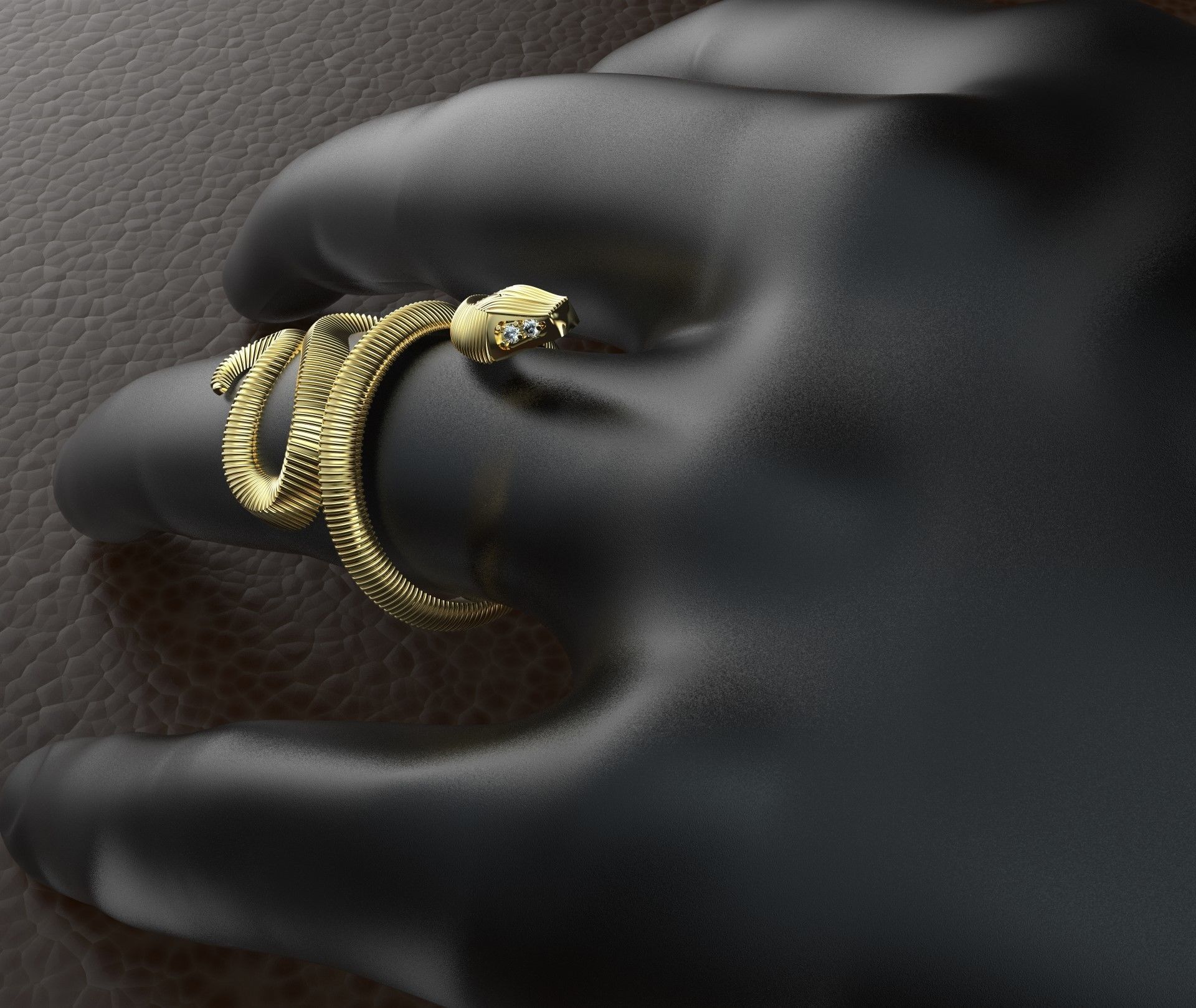 Snake ring woman 3D print model_1