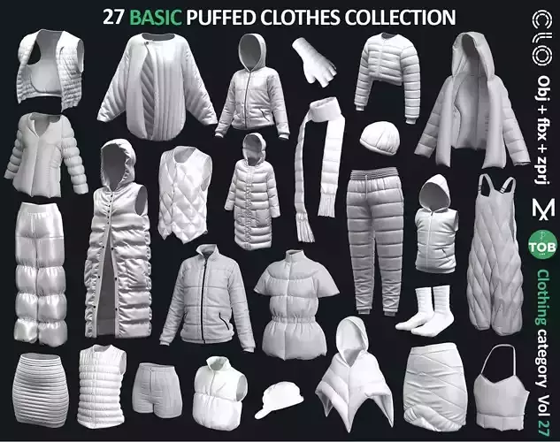 3D Puffed Clothing Collection ZPRJ FBX OBJ - MARVELOUS CLO3D