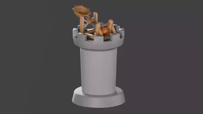 Catapult on Tower 3D 3D model