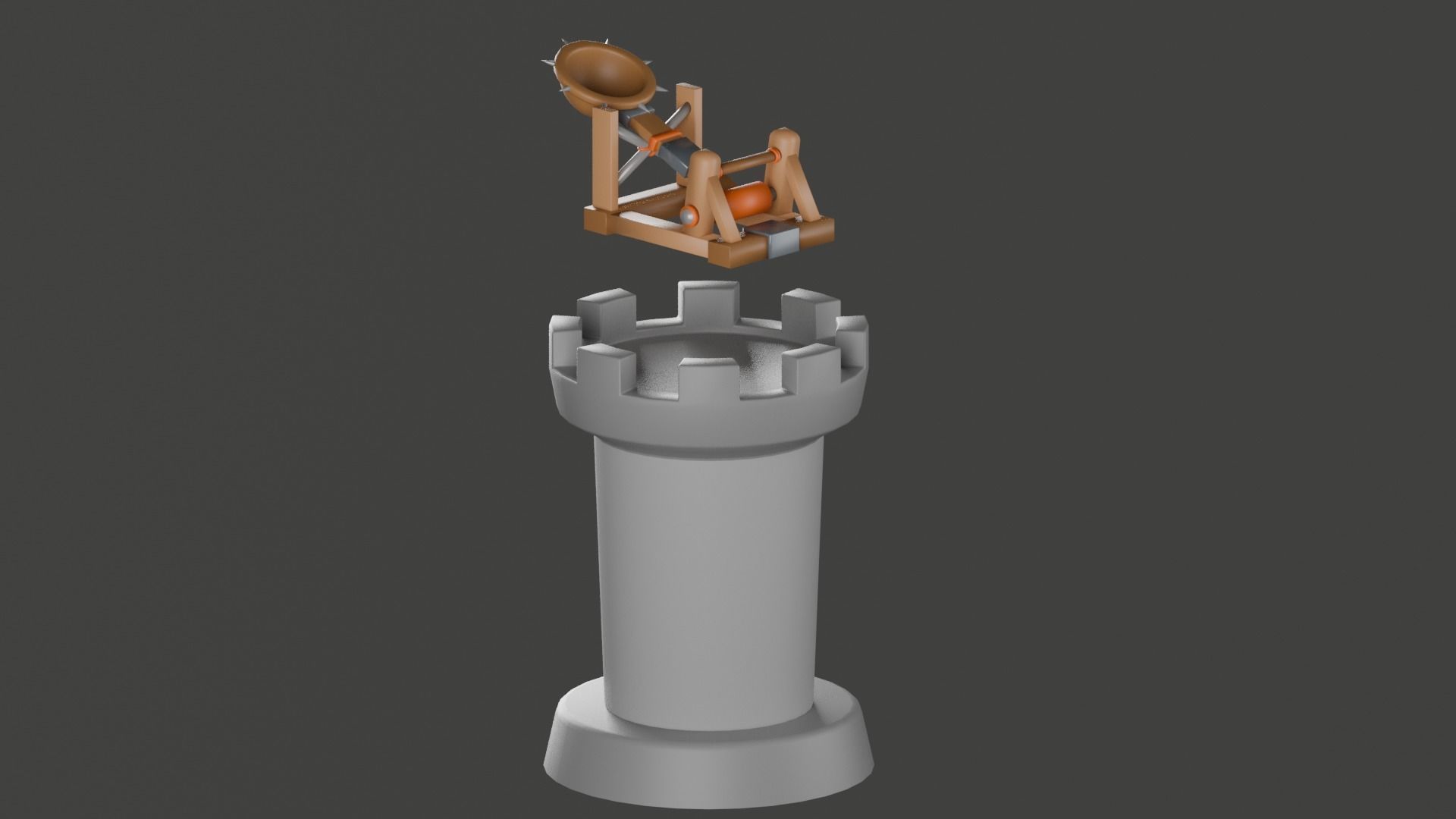 Catapult on Tower 3D 3D model_2