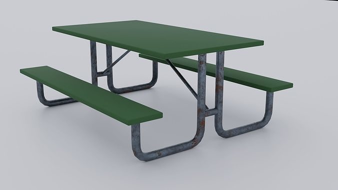 Green Plastic Picnic Table Free low-poly 3D model