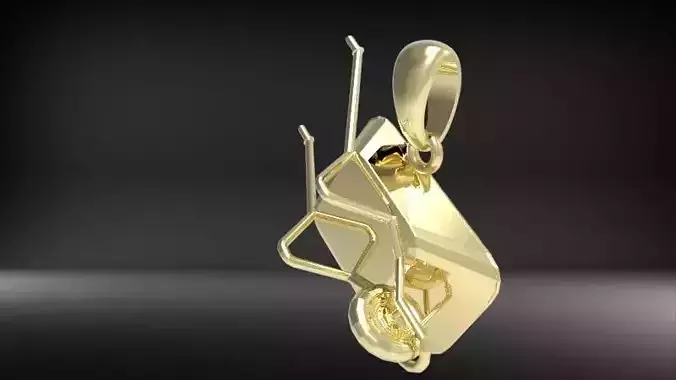  Wheel Barrow 3D Charm Necklace Pendant Jewelry