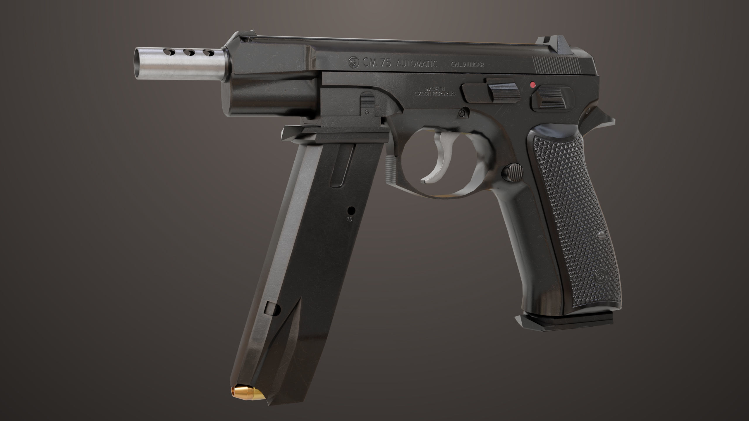 Pistol 09 Black Generic All PBR UE Textures Included Low-poly 3D model_3
