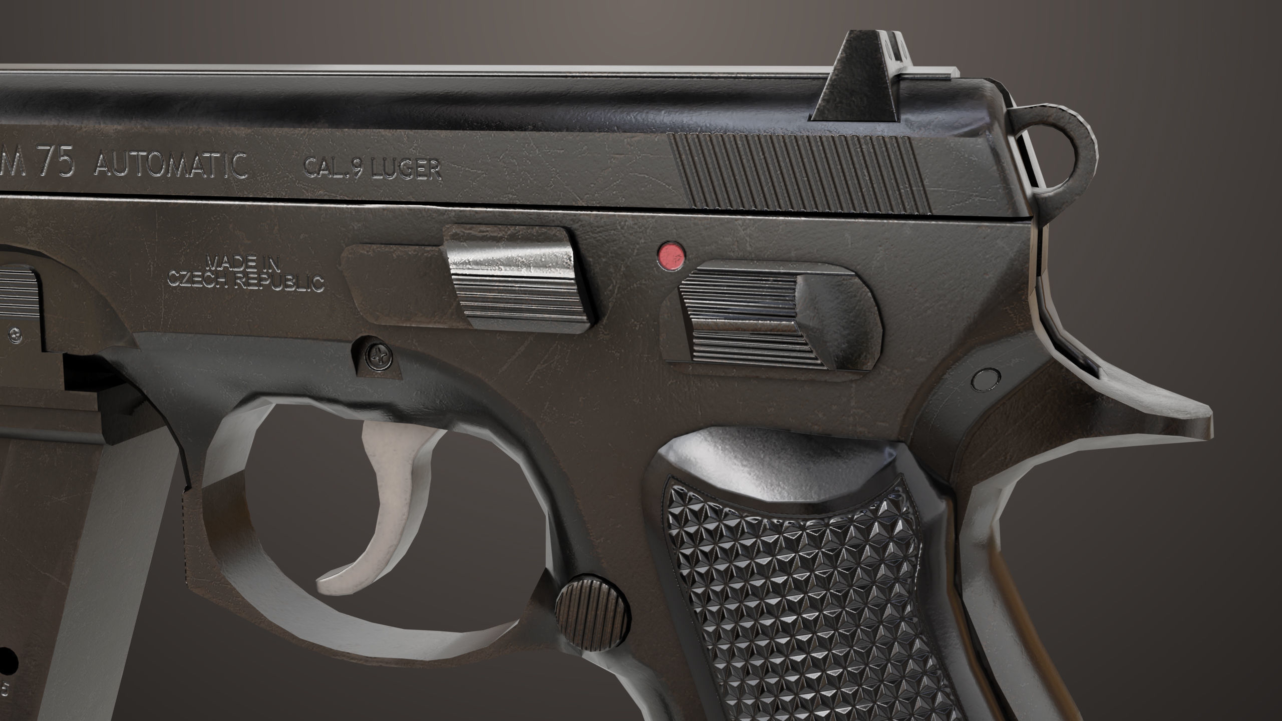 Pistol 09 Black Generic All PBR UE Textures Included Low-poly 3D model_19