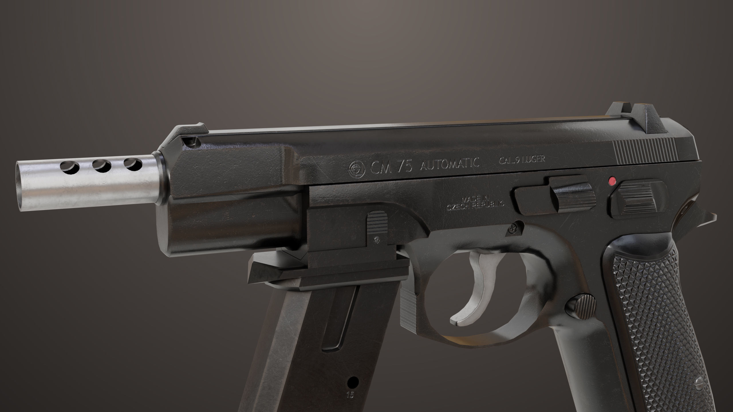 Pistol 09 Black Generic All PBR UE Textures Included Low-poly 3D model_17