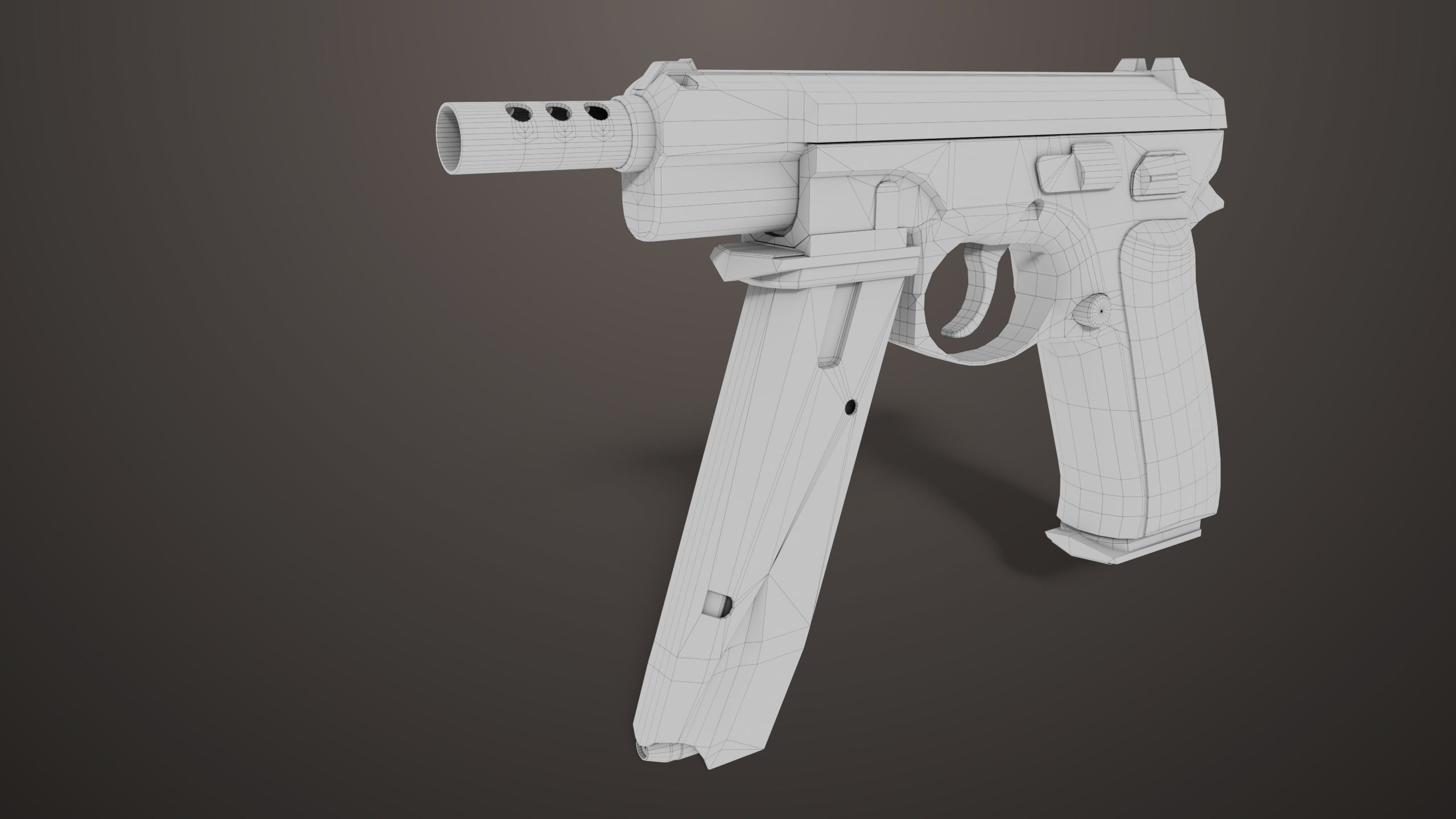 Pistol 09 Black Generic All PBR UE Textures Included Low-poly 3D model_43