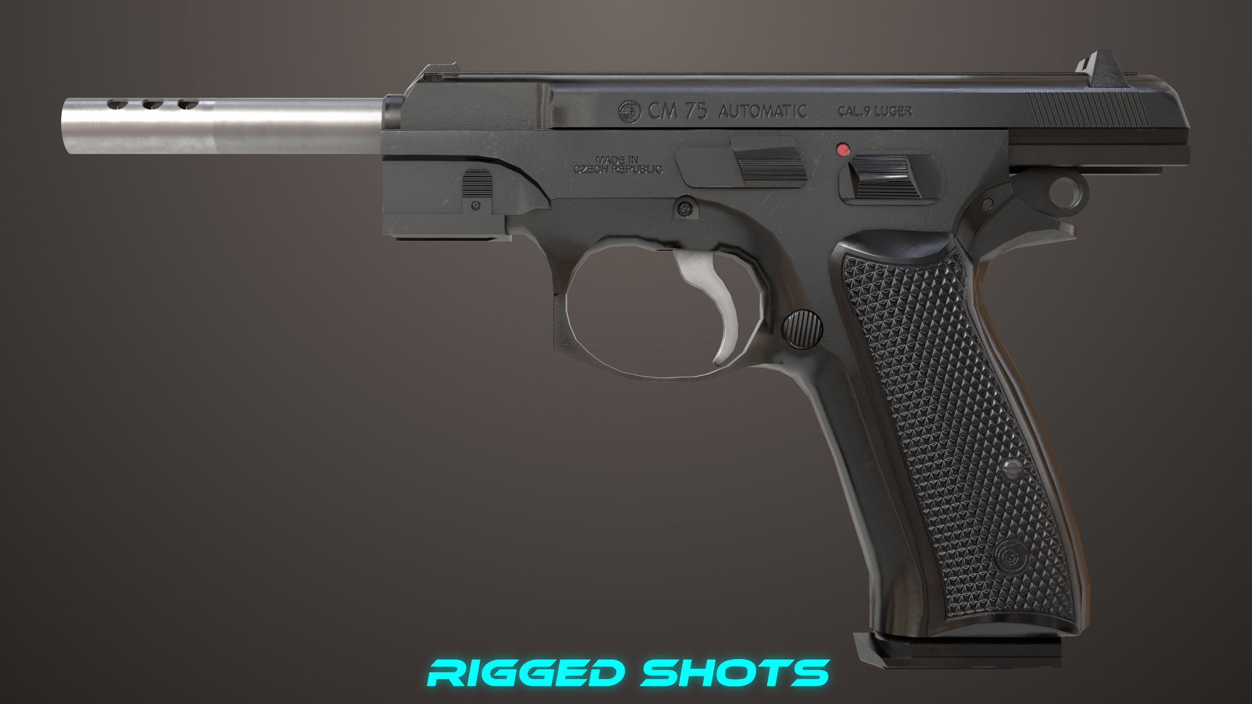 Pistol 09 Black Generic All PBR UE Textures Included Low-poly 3D model_38