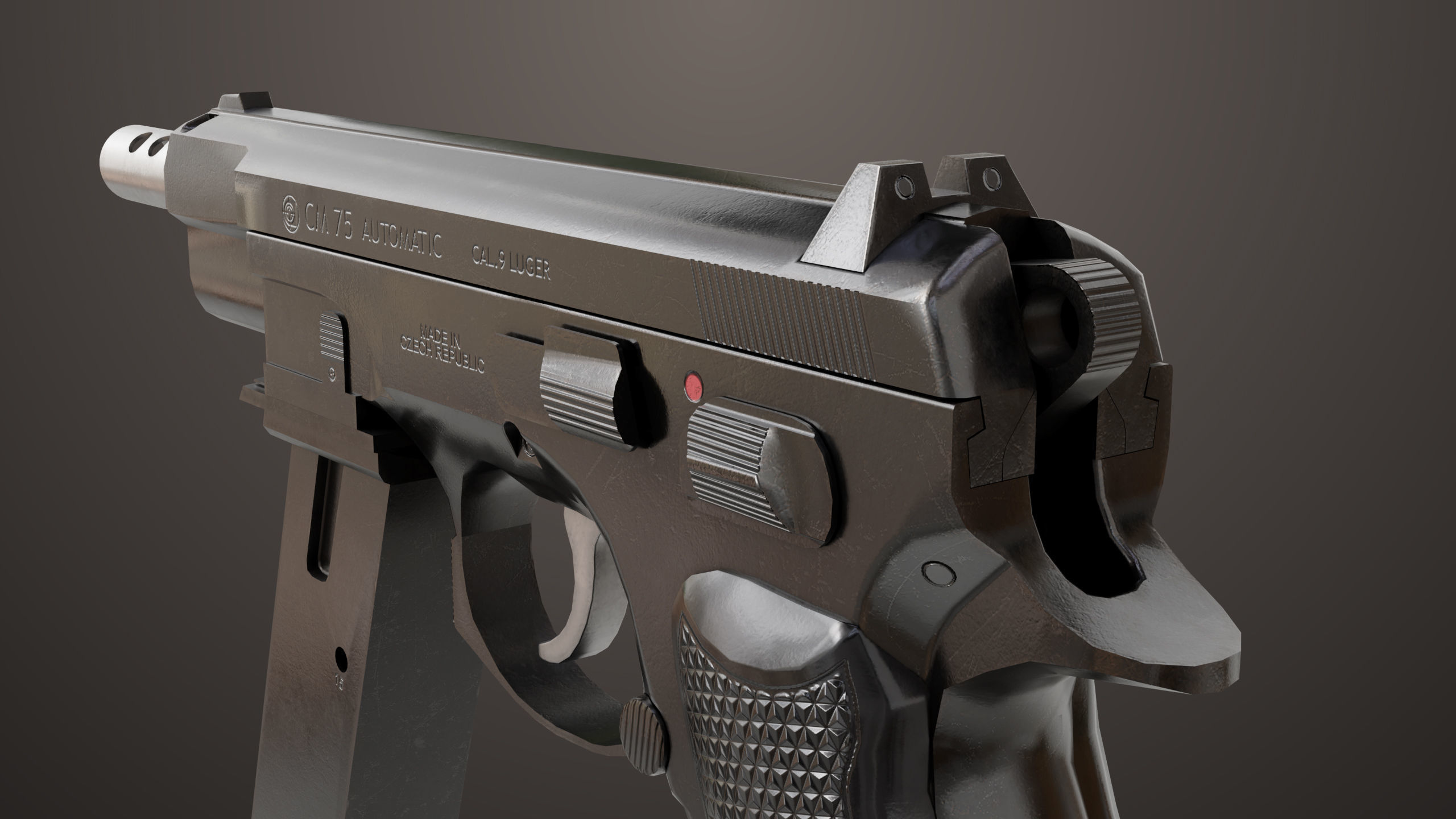 Pistol 09 Black Generic All PBR UE Textures Included Low-poly 3D model_20