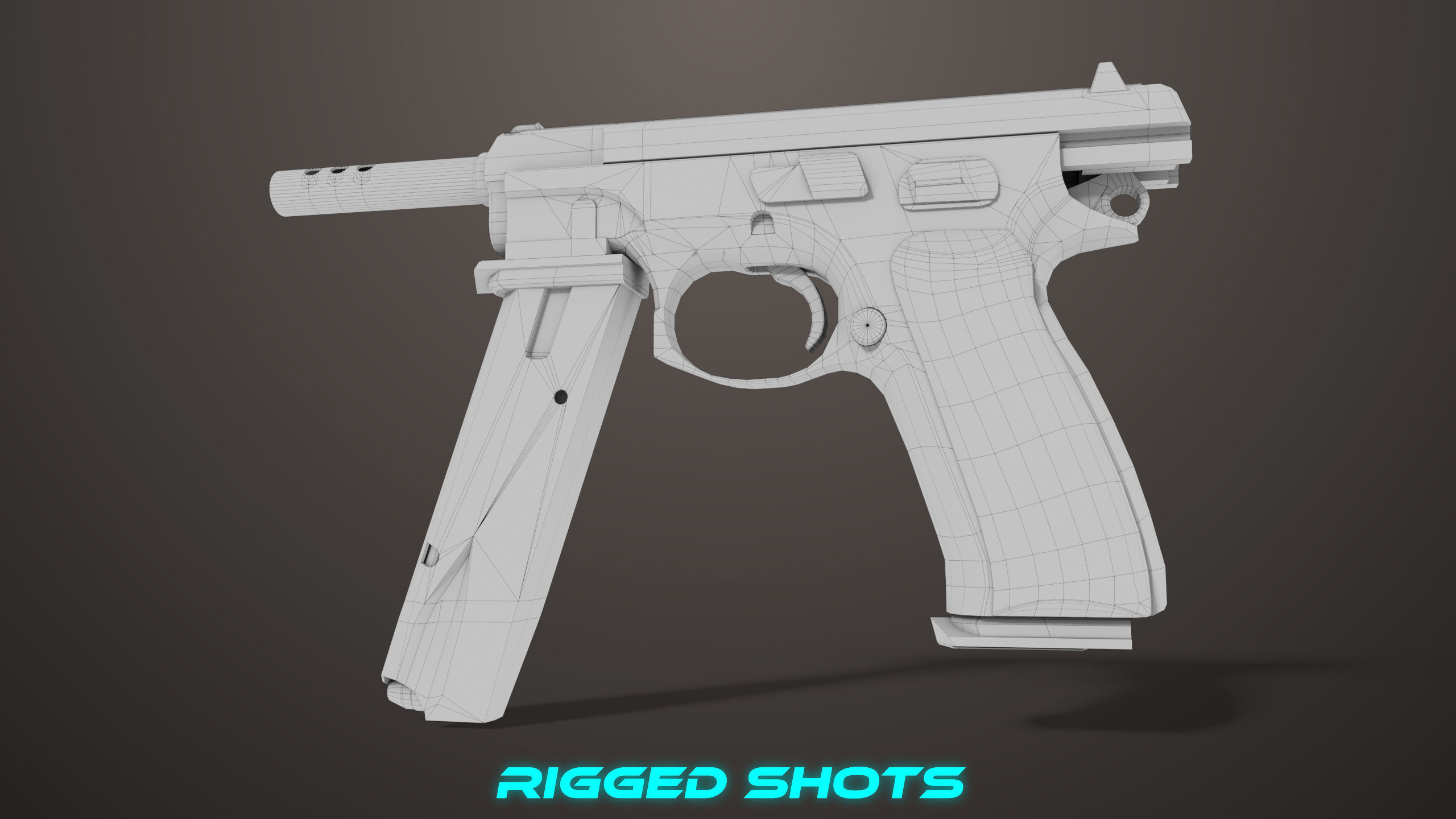 Pistol 09 Black Generic All PBR UE Textures Included Low-poly 3D model_59
