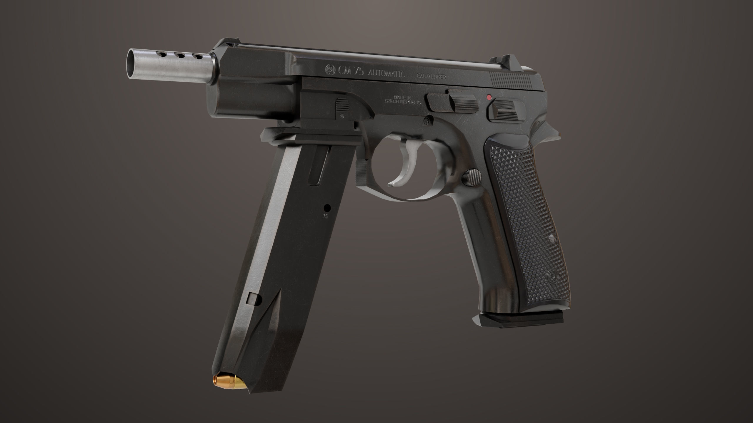 Pistol 09 Black Generic All PBR UE Textures Included Low-poly 3D model_7