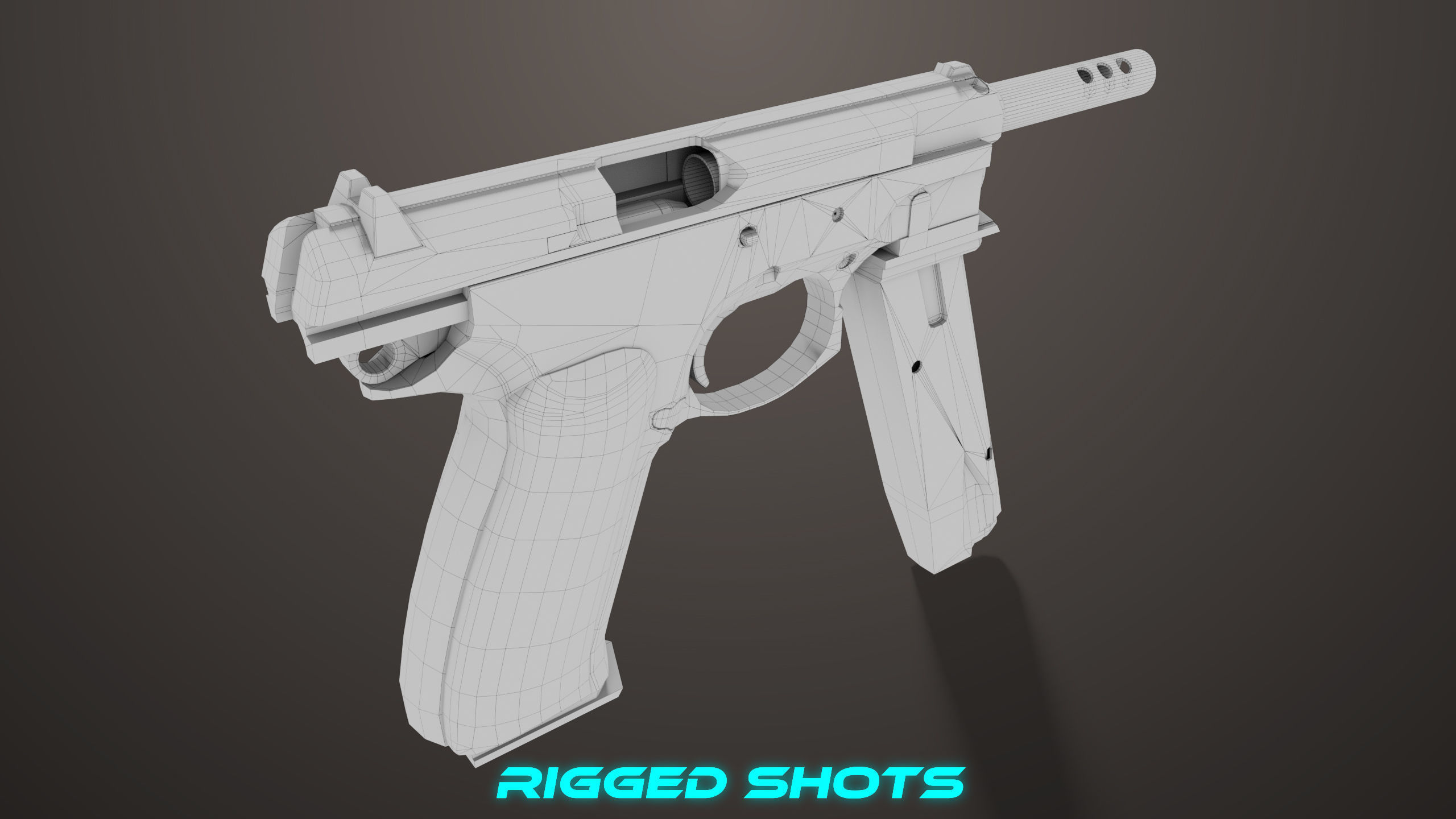 Pistol 09 Black Generic All PBR UE Textures Included Low-poly 3D model_62