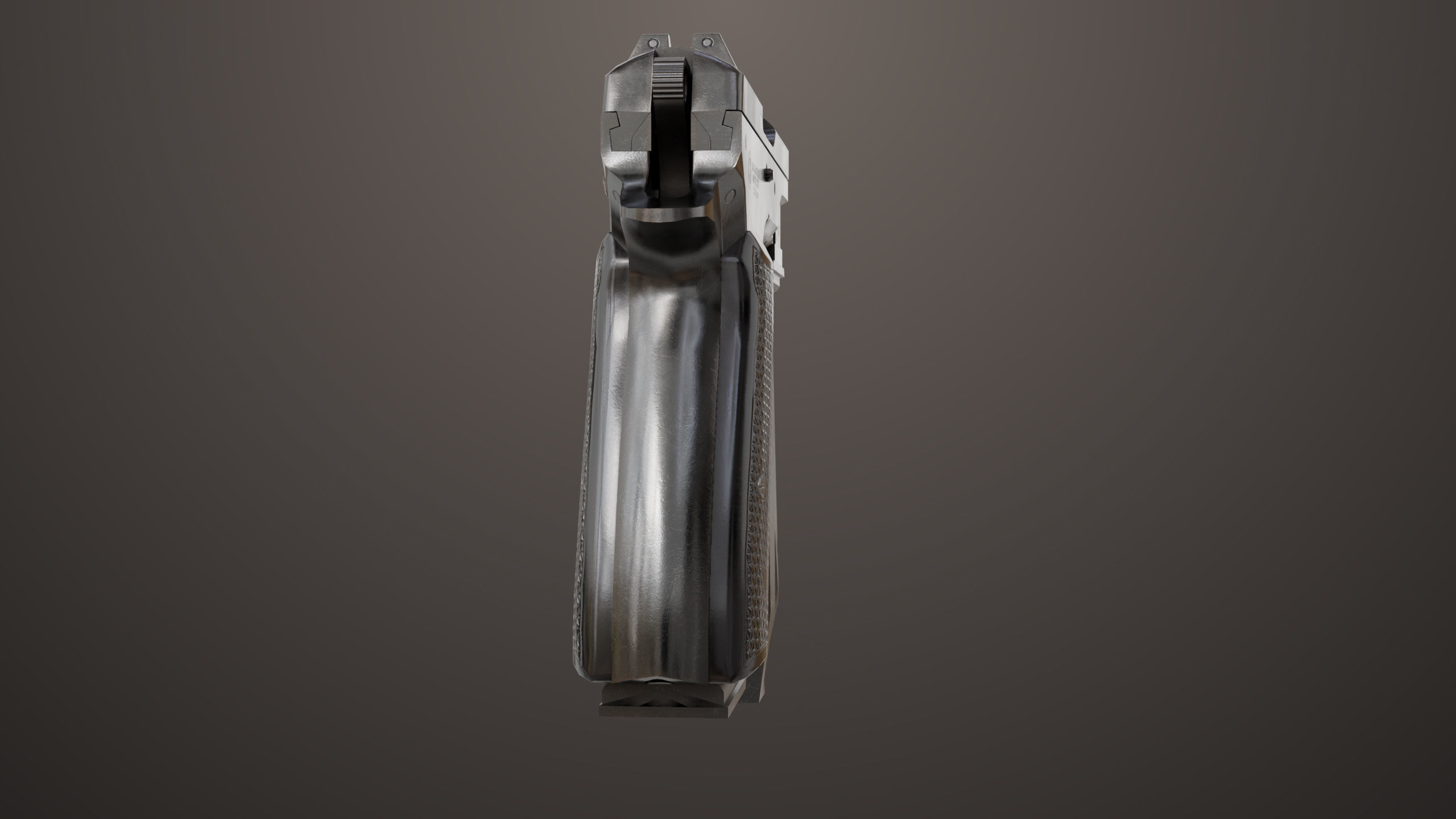 Pistol 09 Black Generic All PBR UE Textures Included Low-poly 3D model_12