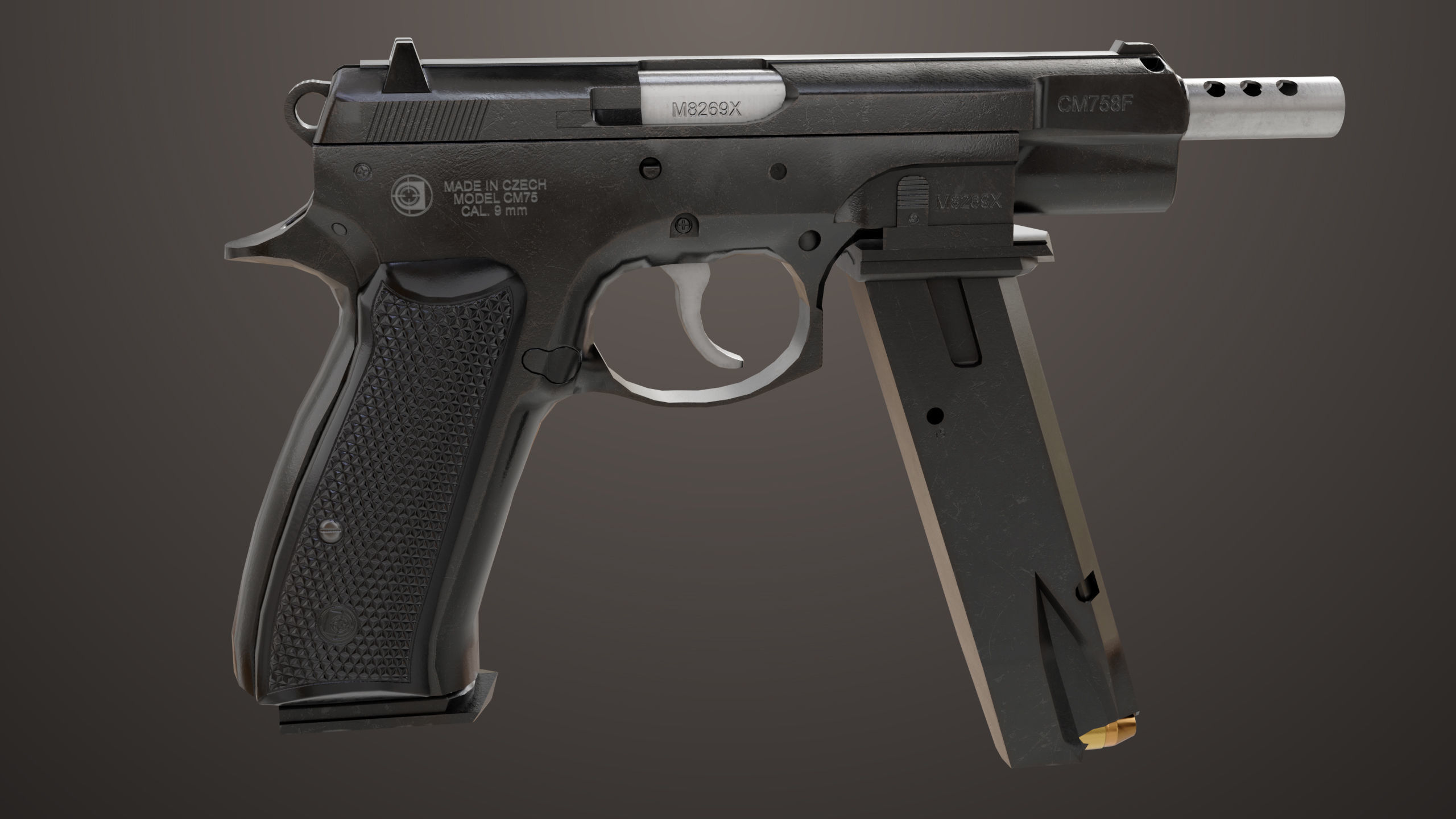 Pistol 09 Black Generic All PBR UE Textures Included Low-poly 3D model_4