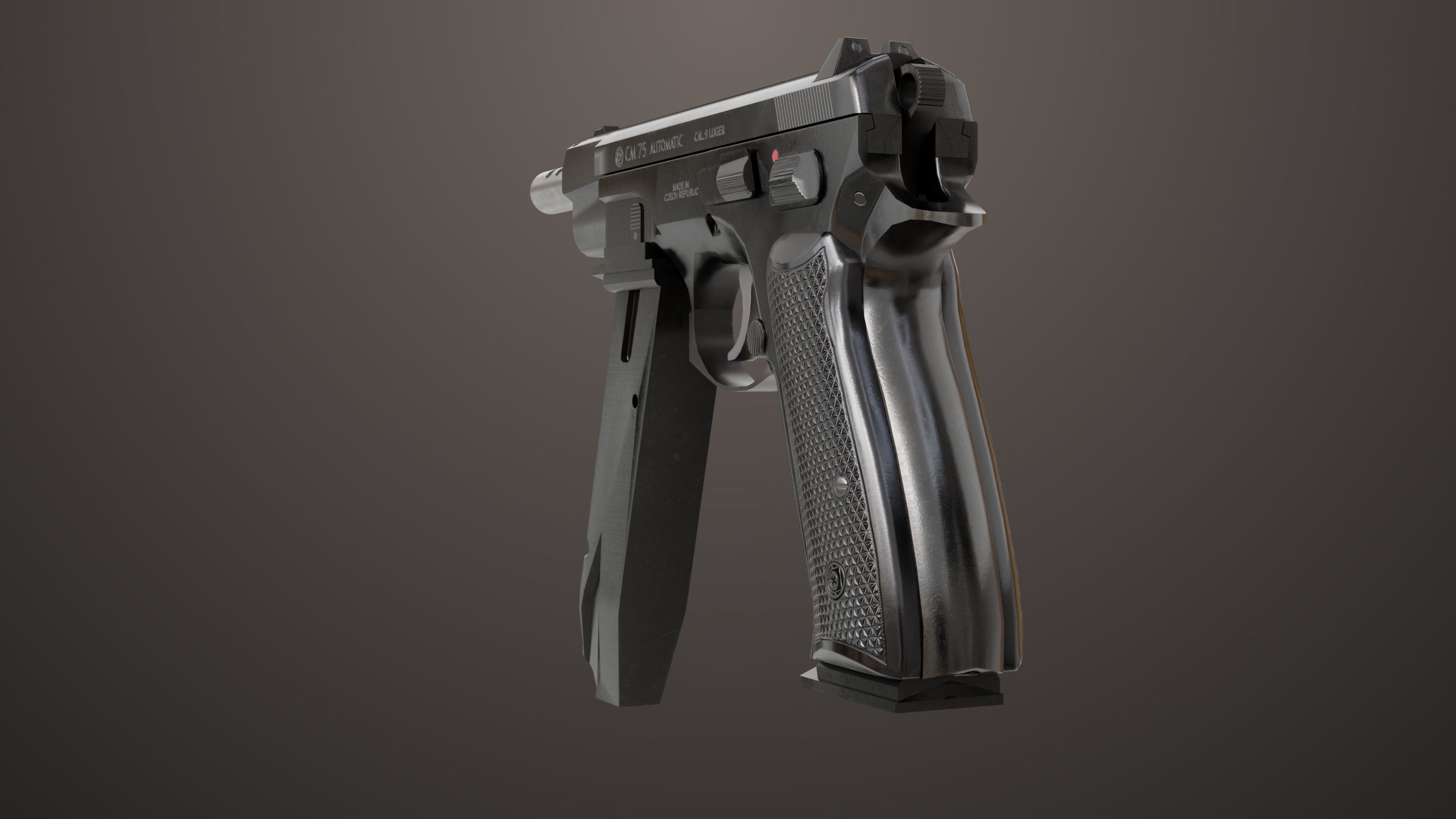 Pistol 09 Black Generic All PBR UE Textures Included Low-poly 3D model_13