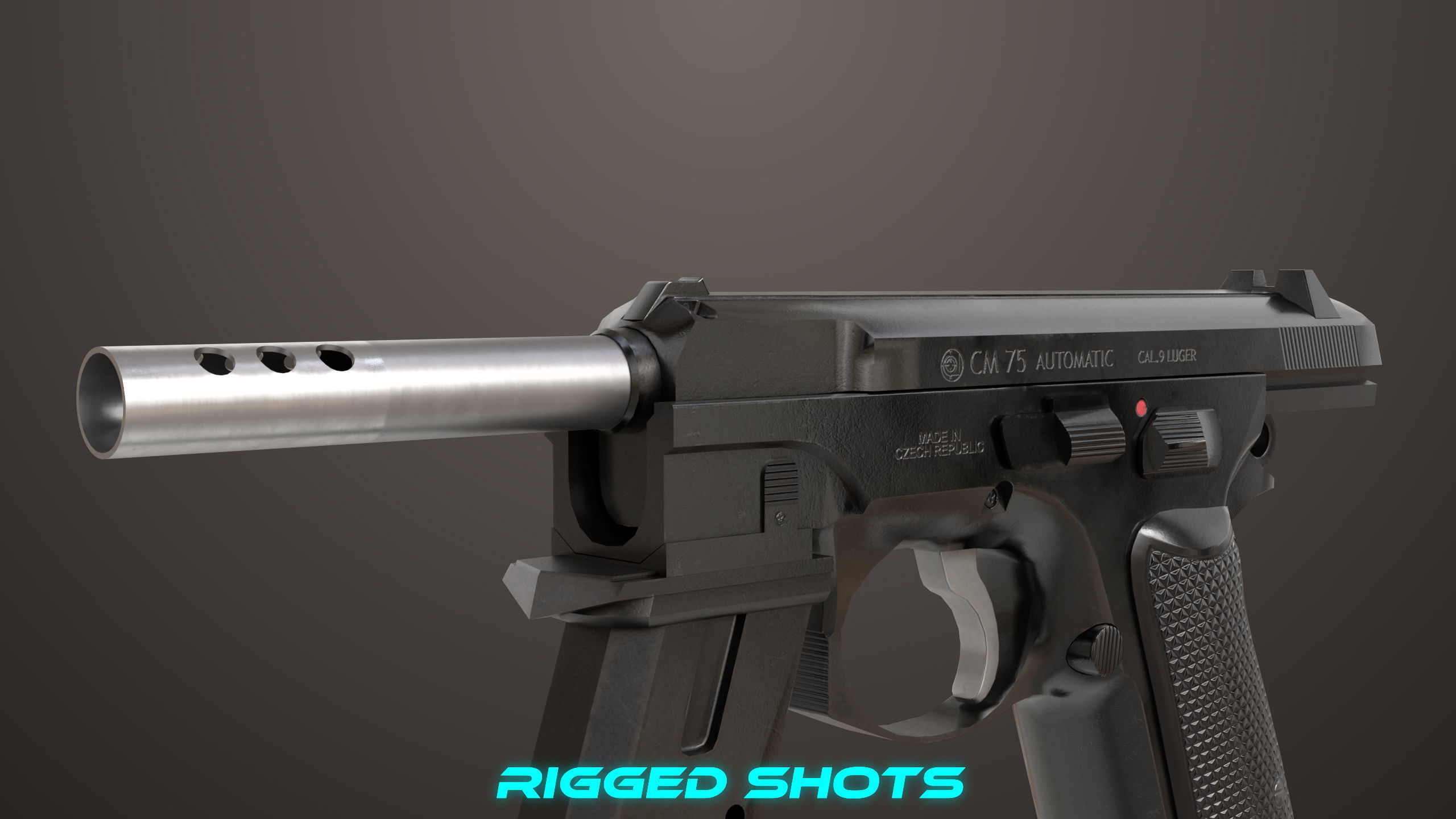 Pistol 09 Black Generic All PBR UE Textures Included Low-poly 3D model_28