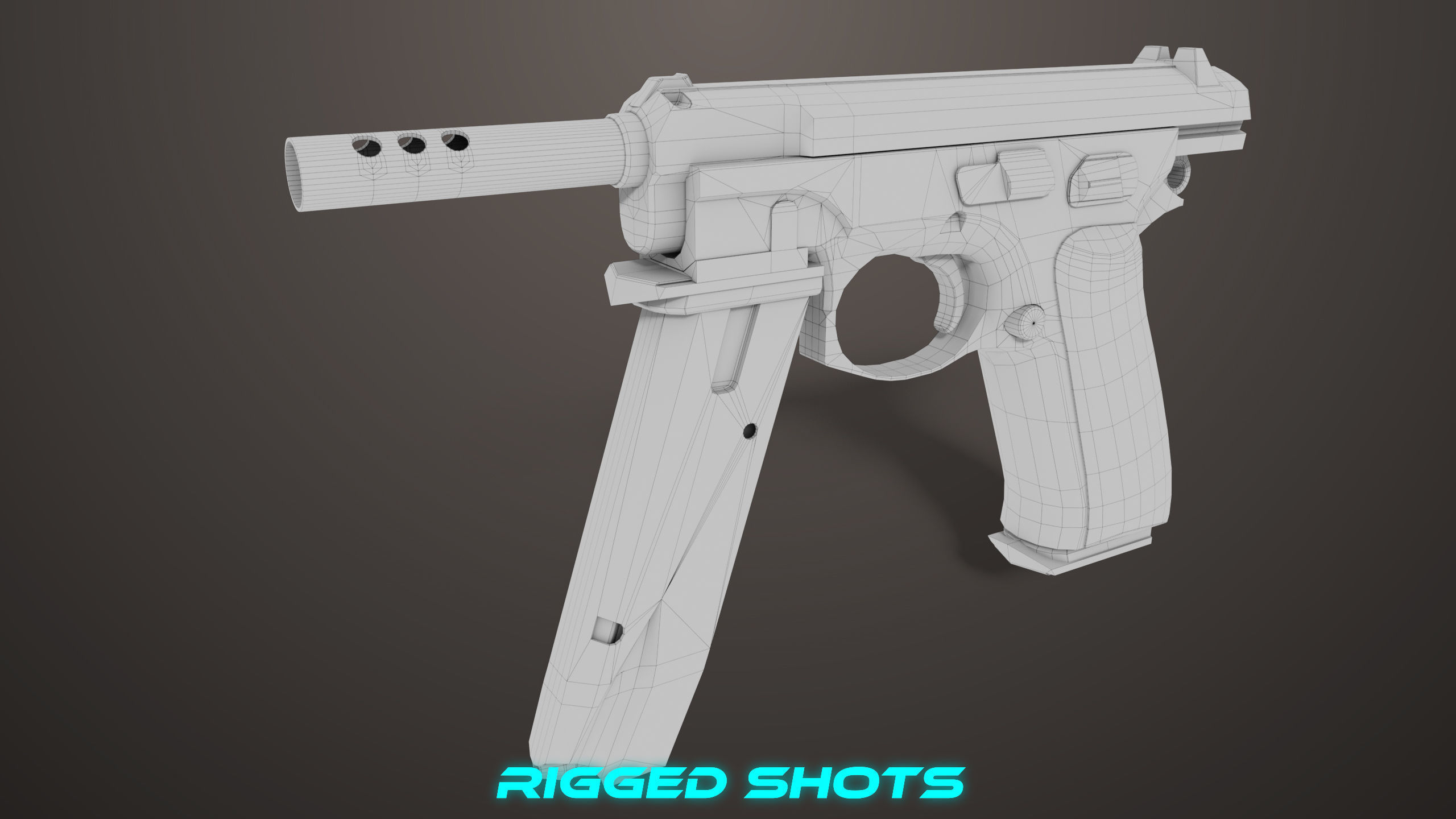 Pistol 09 Black Generic All PBR UE Textures Included Low-poly 3D model_60