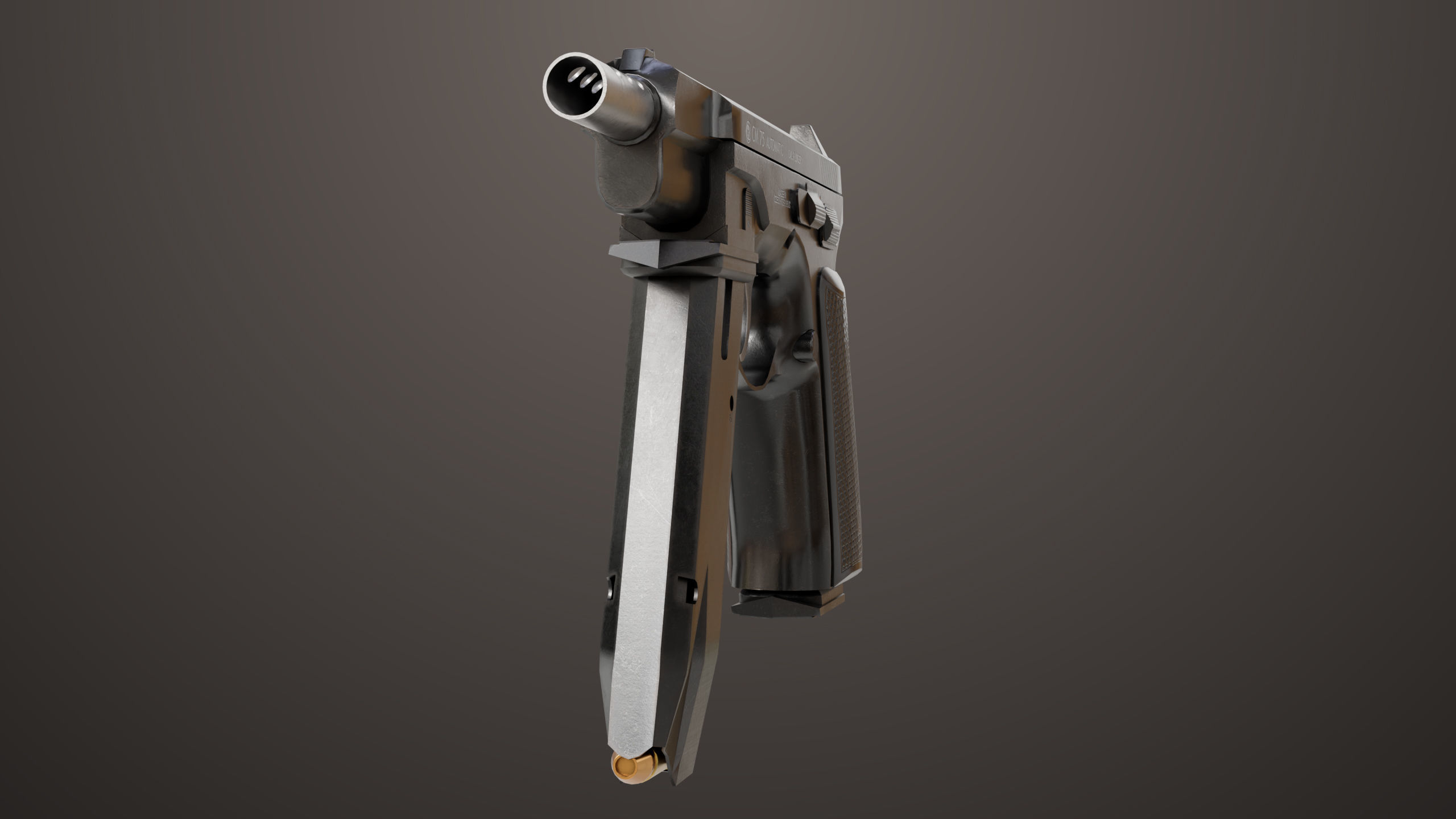Pistol 09 Black Generic All PBR UE Textures Included Low-poly 3D model_8