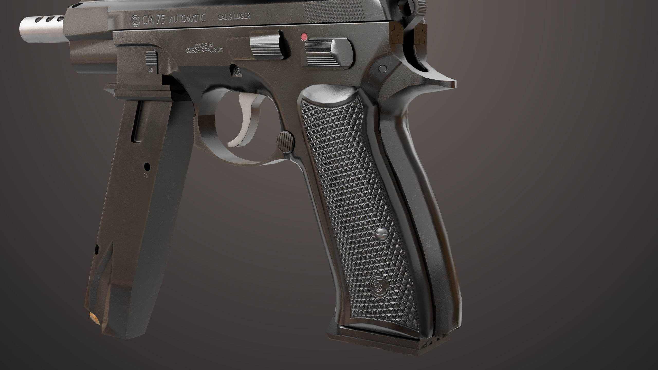 Pistol 09 Black Generic All PBR UE Textures Included Low-poly 3D model_18