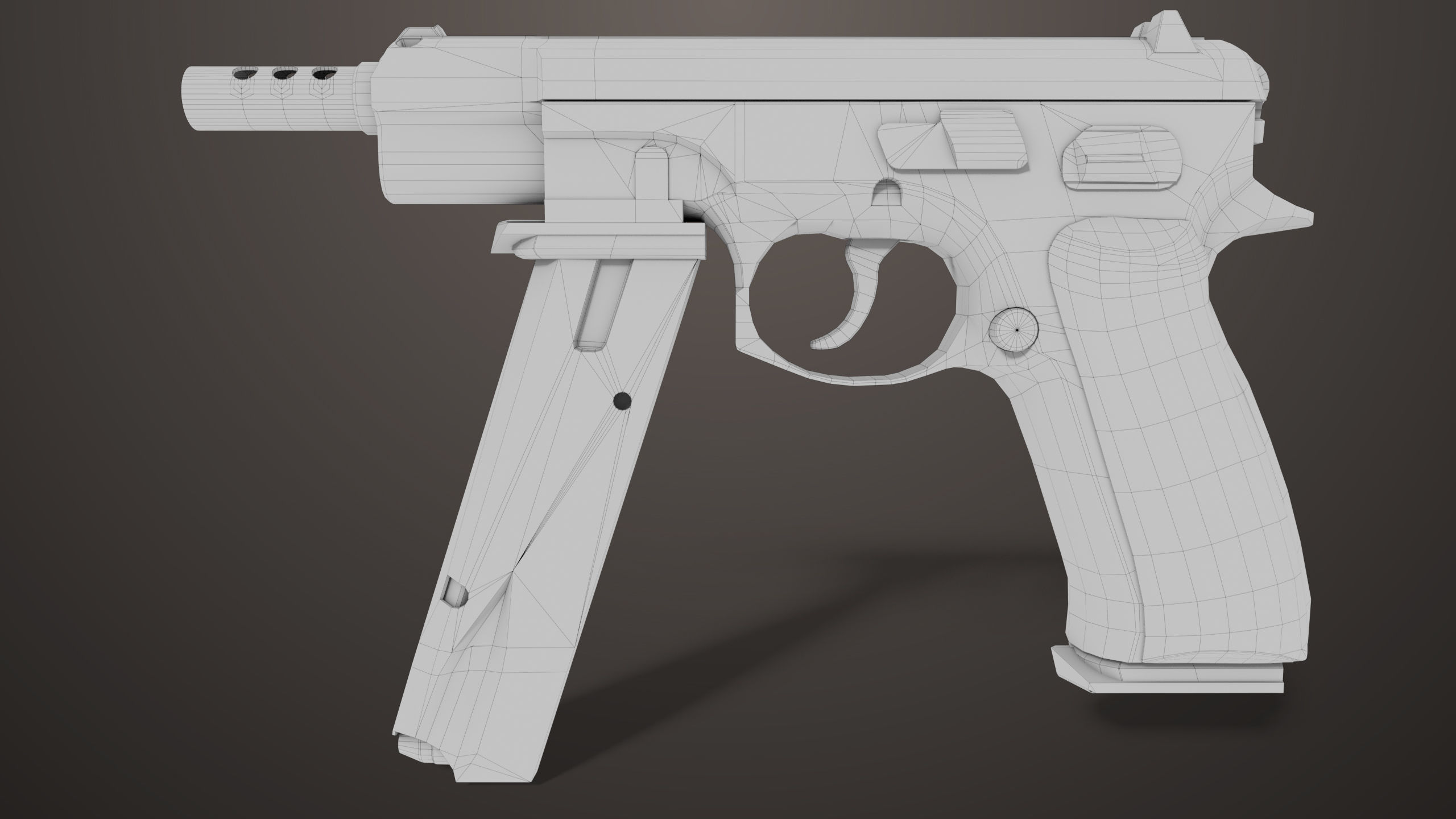 Pistol 09 Black Generic All PBR UE Textures Included Low-poly 3D model_42