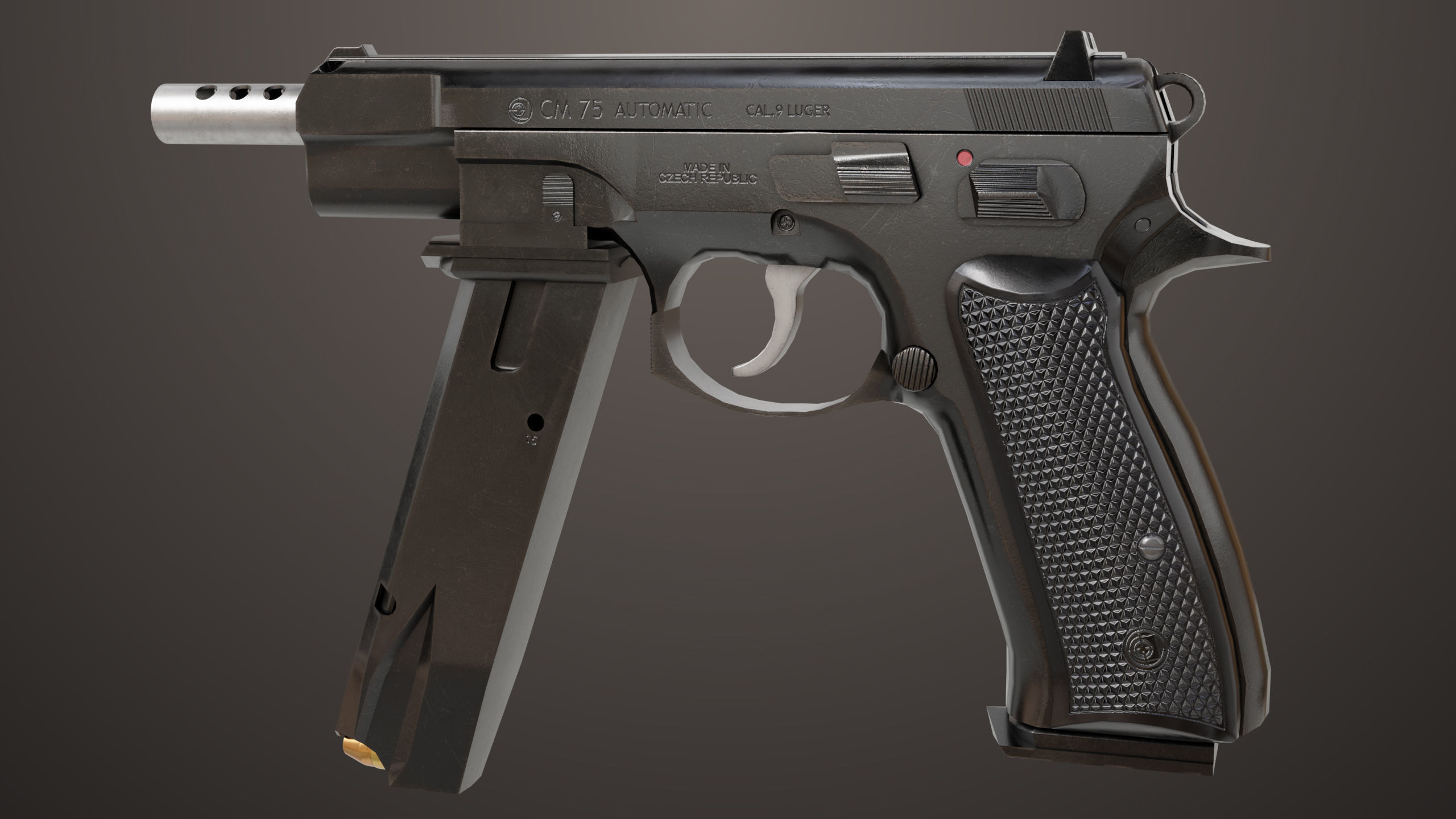Pistol 09 Black Generic All PBR UE Textures Included Low-poly 3D model_1