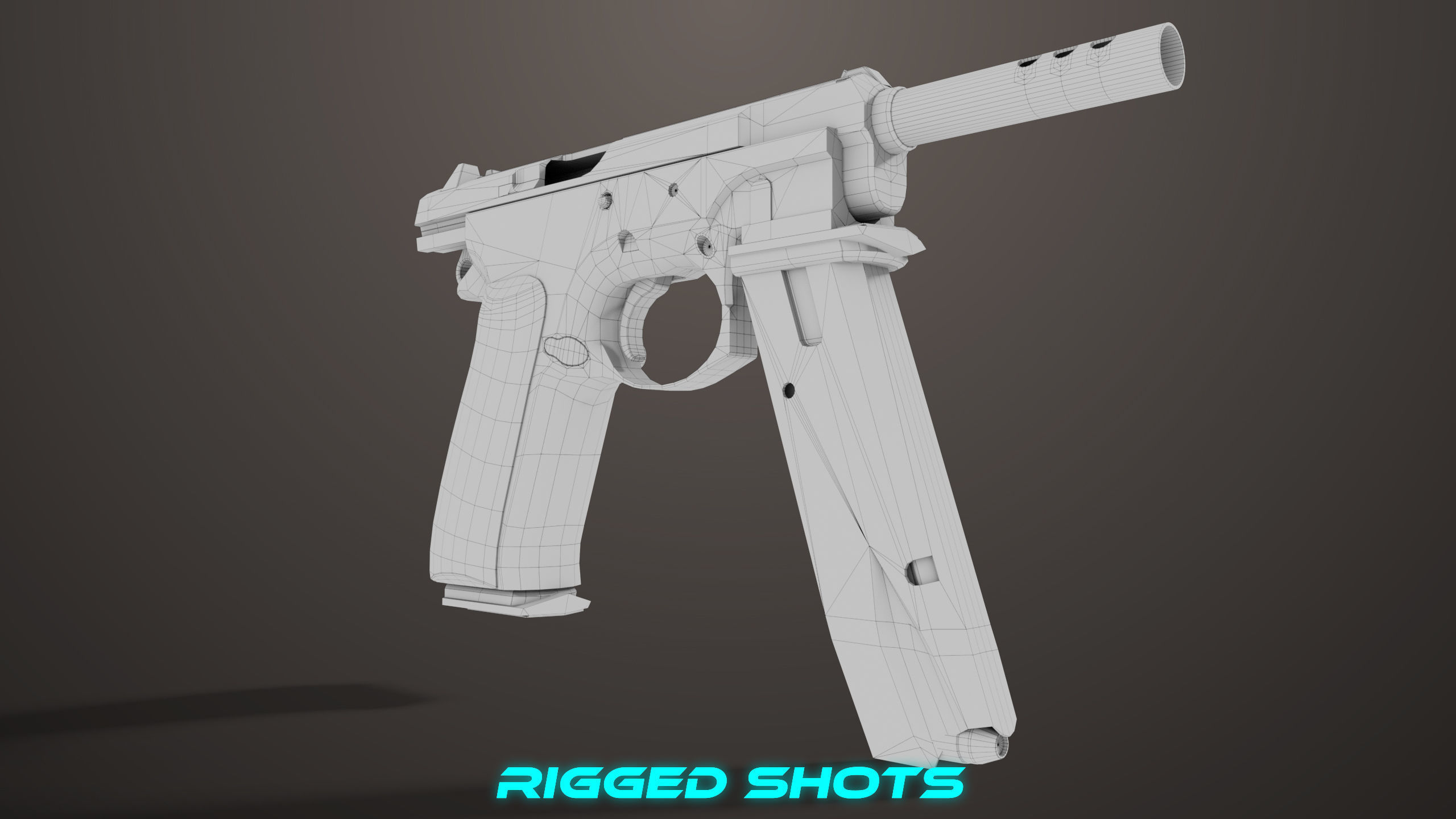 Pistol 09 Black Generic All PBR UE Textures Included Low-poly 3D model_63