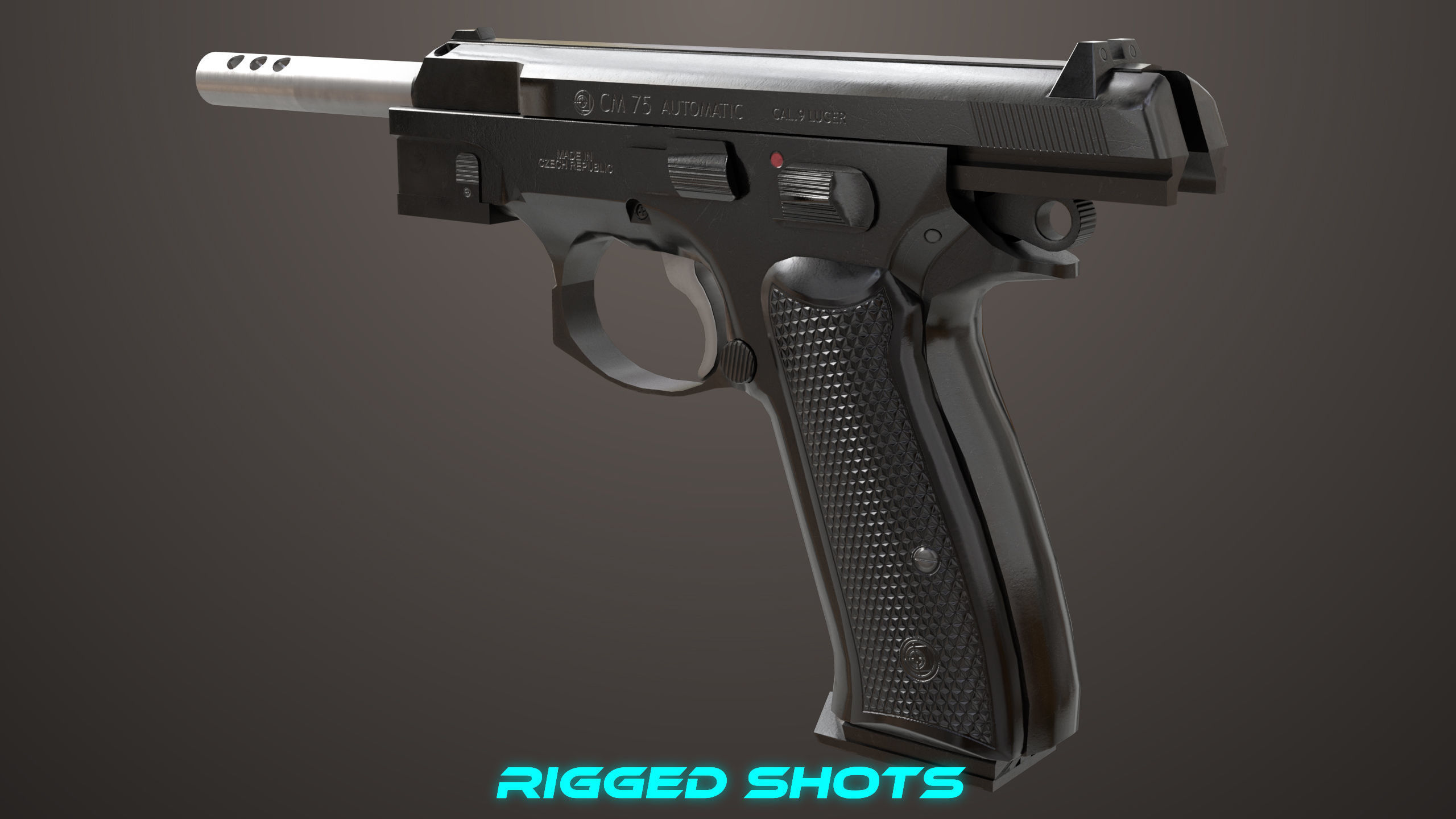 Pistol 09 Black Generic All PBR UE Textures Included Low-poly 3D model_33