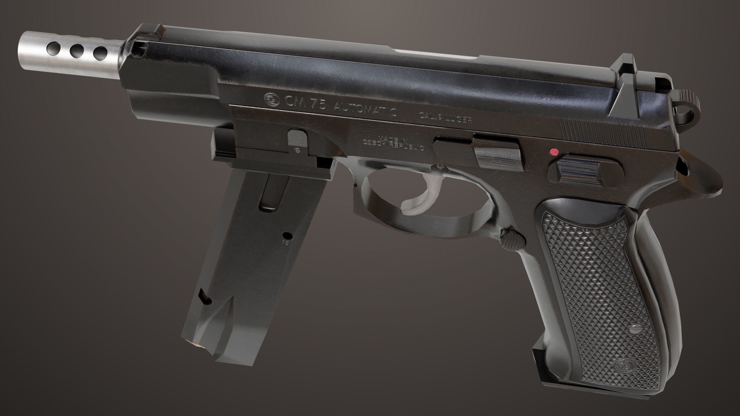 Pistol 09 Black Generic All PBR UE Textures Included Low-poly 3D model_2