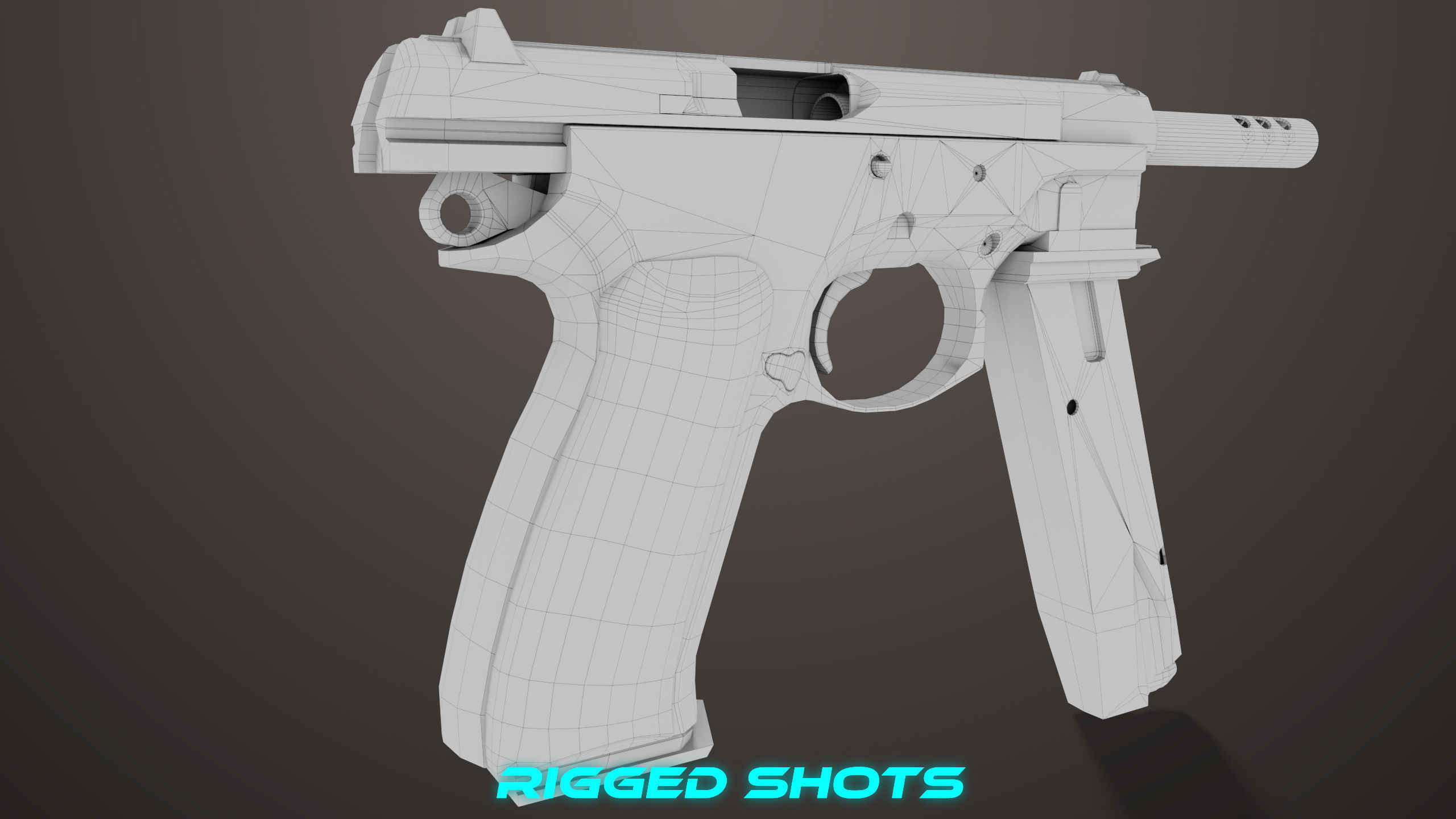 Pistol 09 Black Generic All PBR UE Textures Included Low-poly 3D model_64