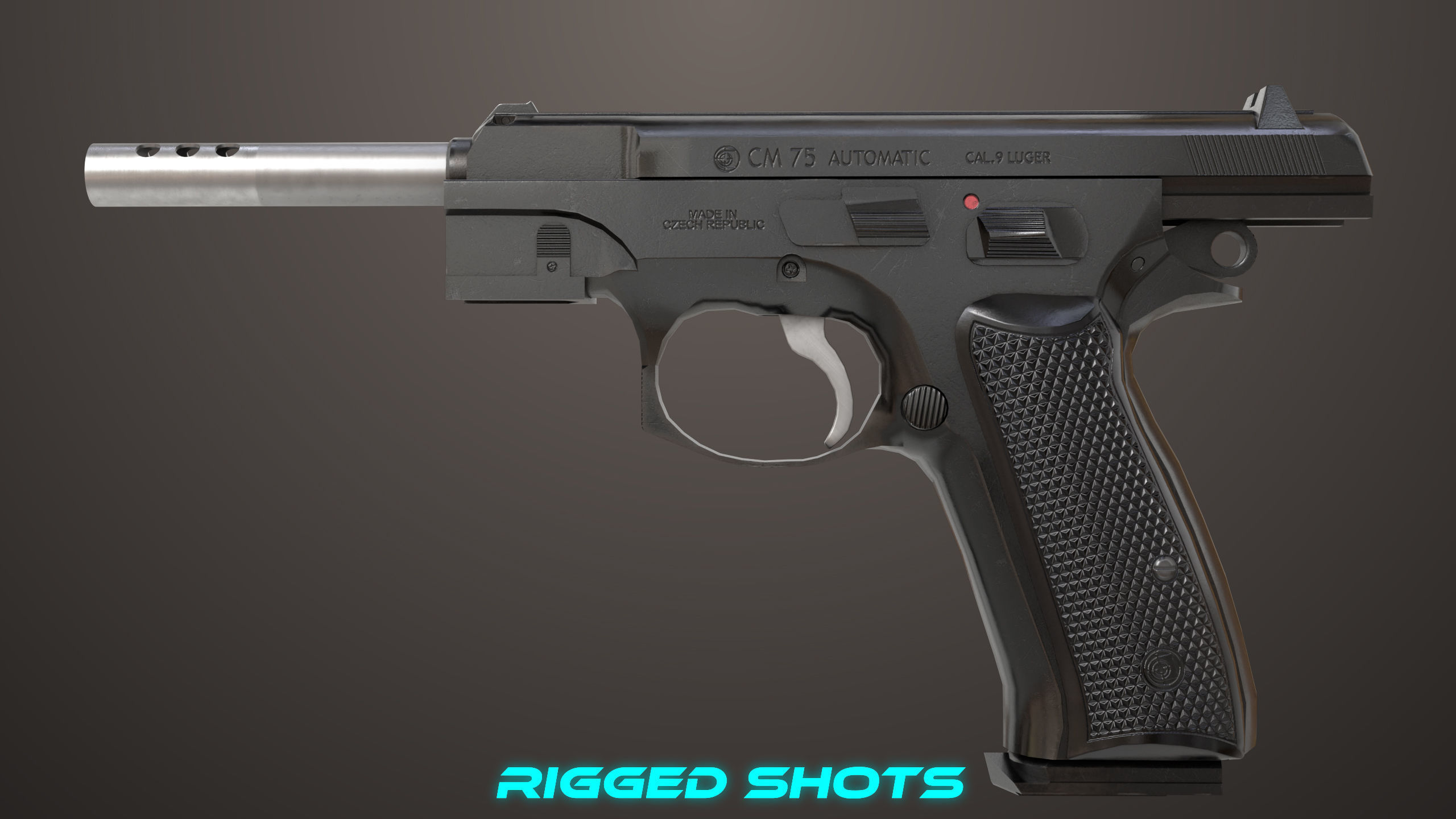 Pistol 09 Black Generic All PBR UE Textures Included Low-poly 3D model_32