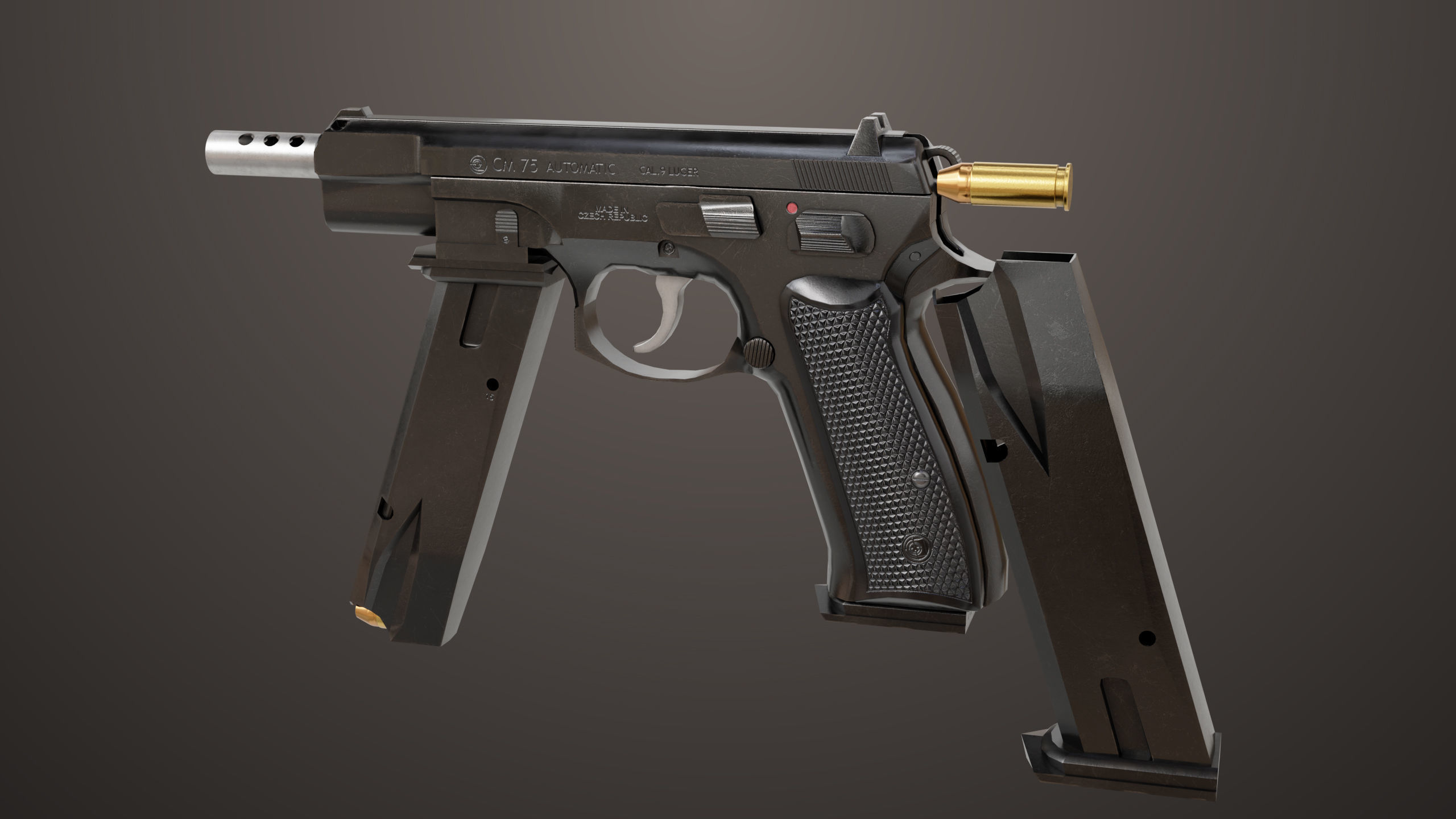 Pistol 09 Black Generic All PBR UE Textures Included Low-poly 3D model_21