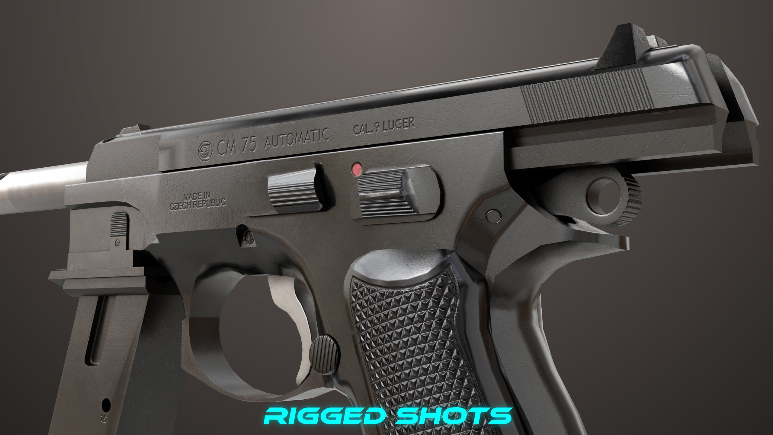 Pistol 09 Black Generic All PBR UE Textures Included Low-poly 3D model_29