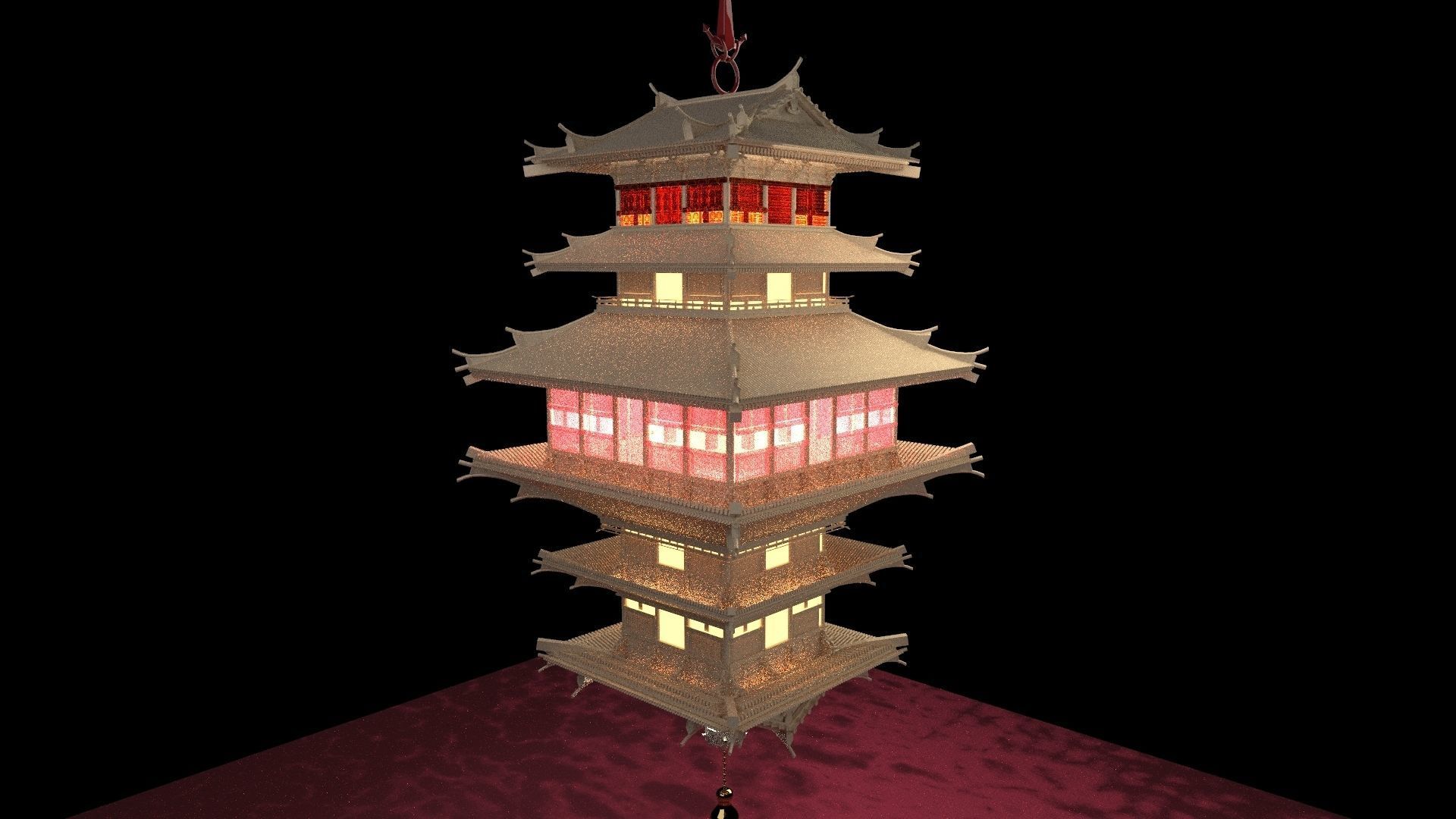 Chinese palace lantern 3D model_1