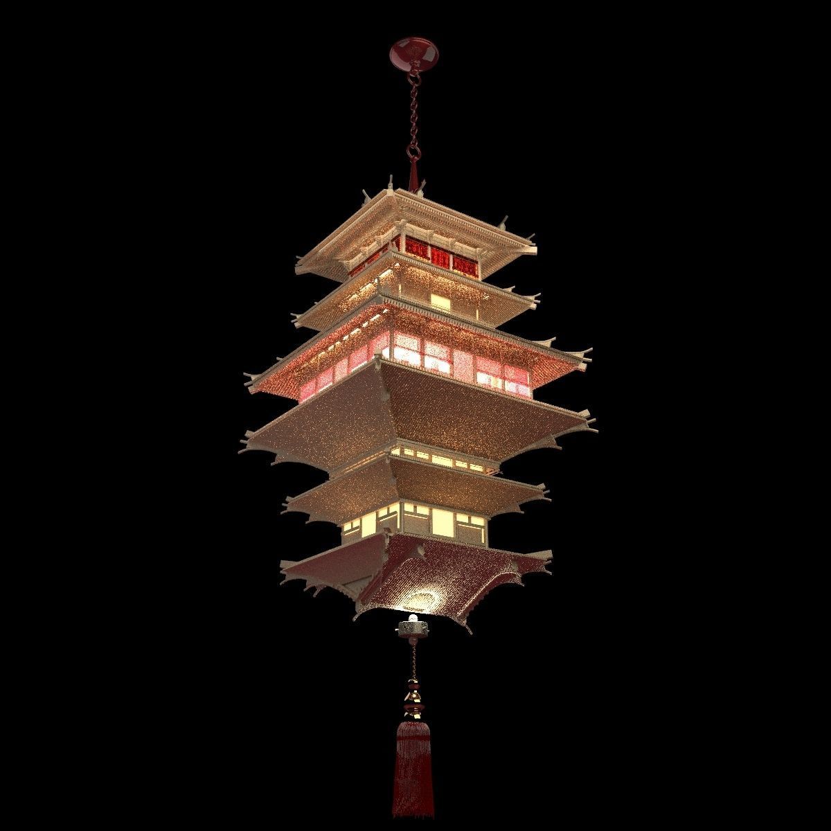 Chinese palace lantern 3D model_5