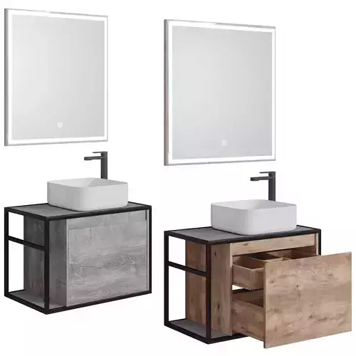 Nova Lite Loft 75 R-L in White Rochelle Rustic Oak 1 Drawer