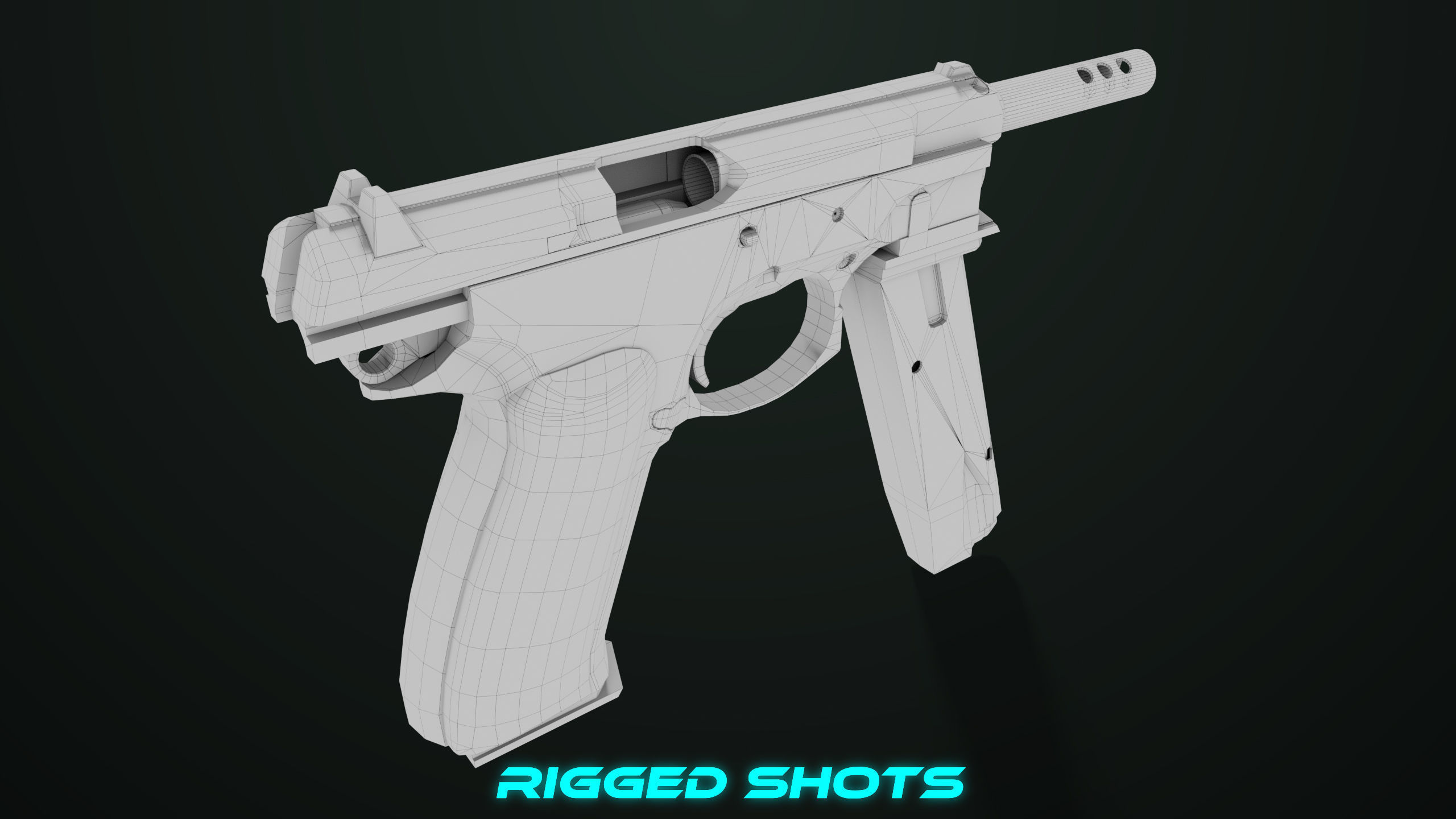 Pistol 09 Military Green Generic All PBR UE Textures Low-poly 3D model_65