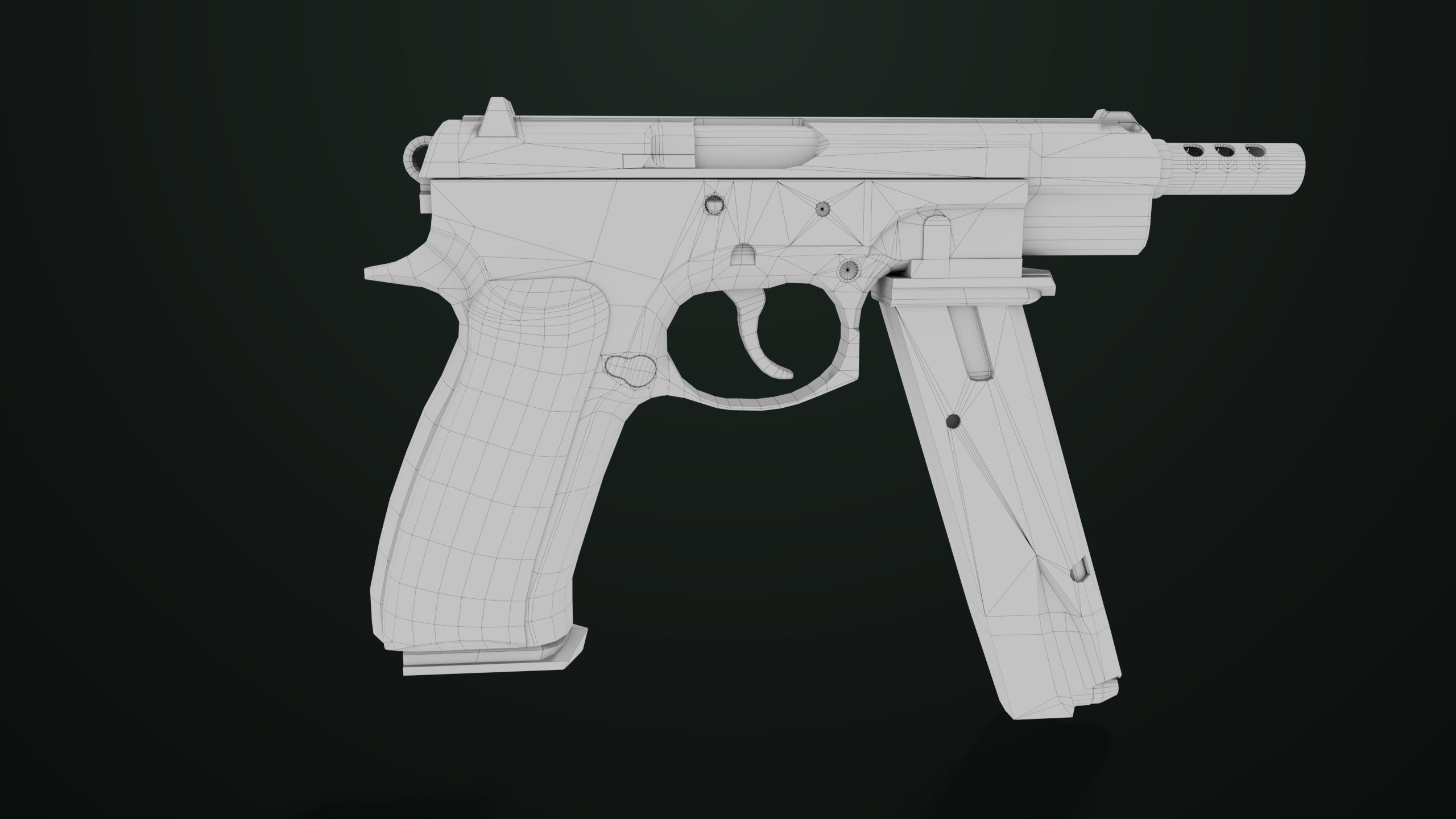 Pistol 09 Military Green Generic All PBR UE Textures Low-poly 3D model_49