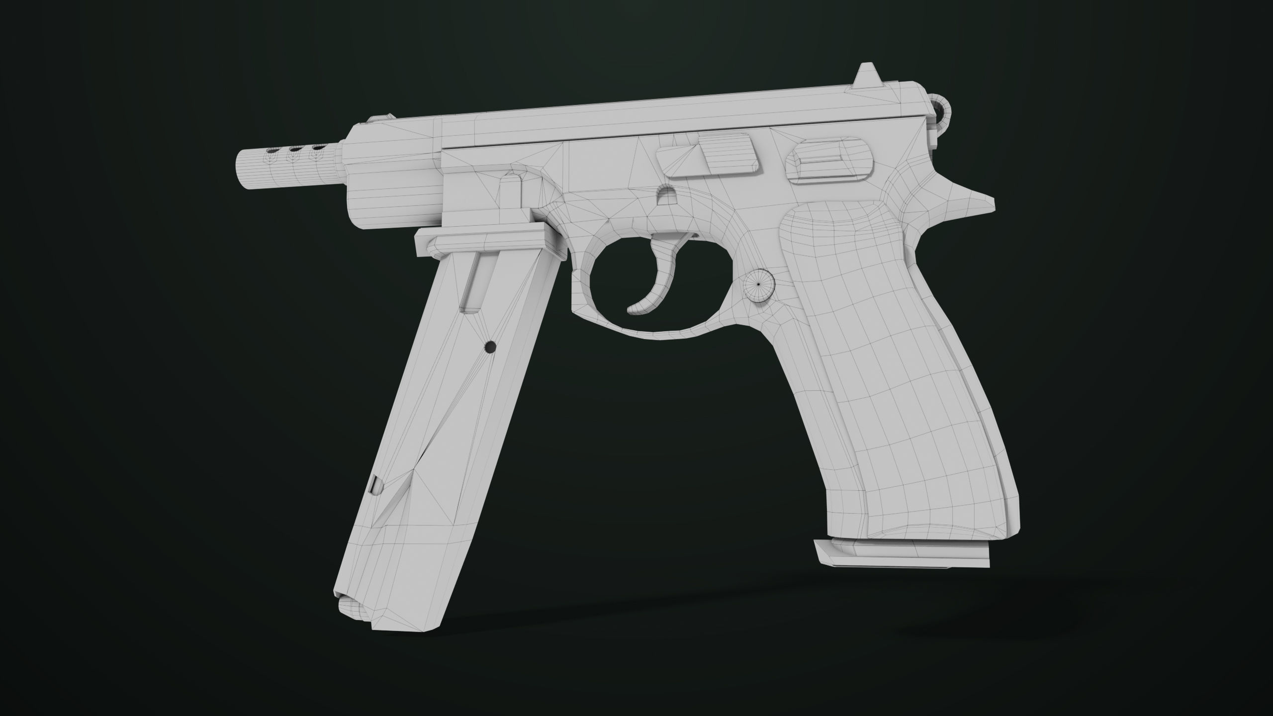 Pistol 09 Military Green Generic All PBR UE Textures Low-poly 3D model_61