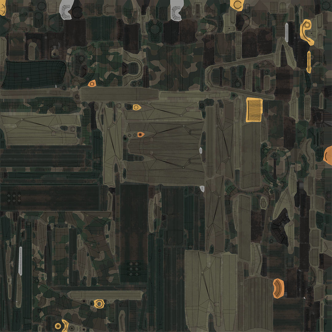 Pistol 09 Military Green Generic All PBR UE Textures Low-poly 3D model_68