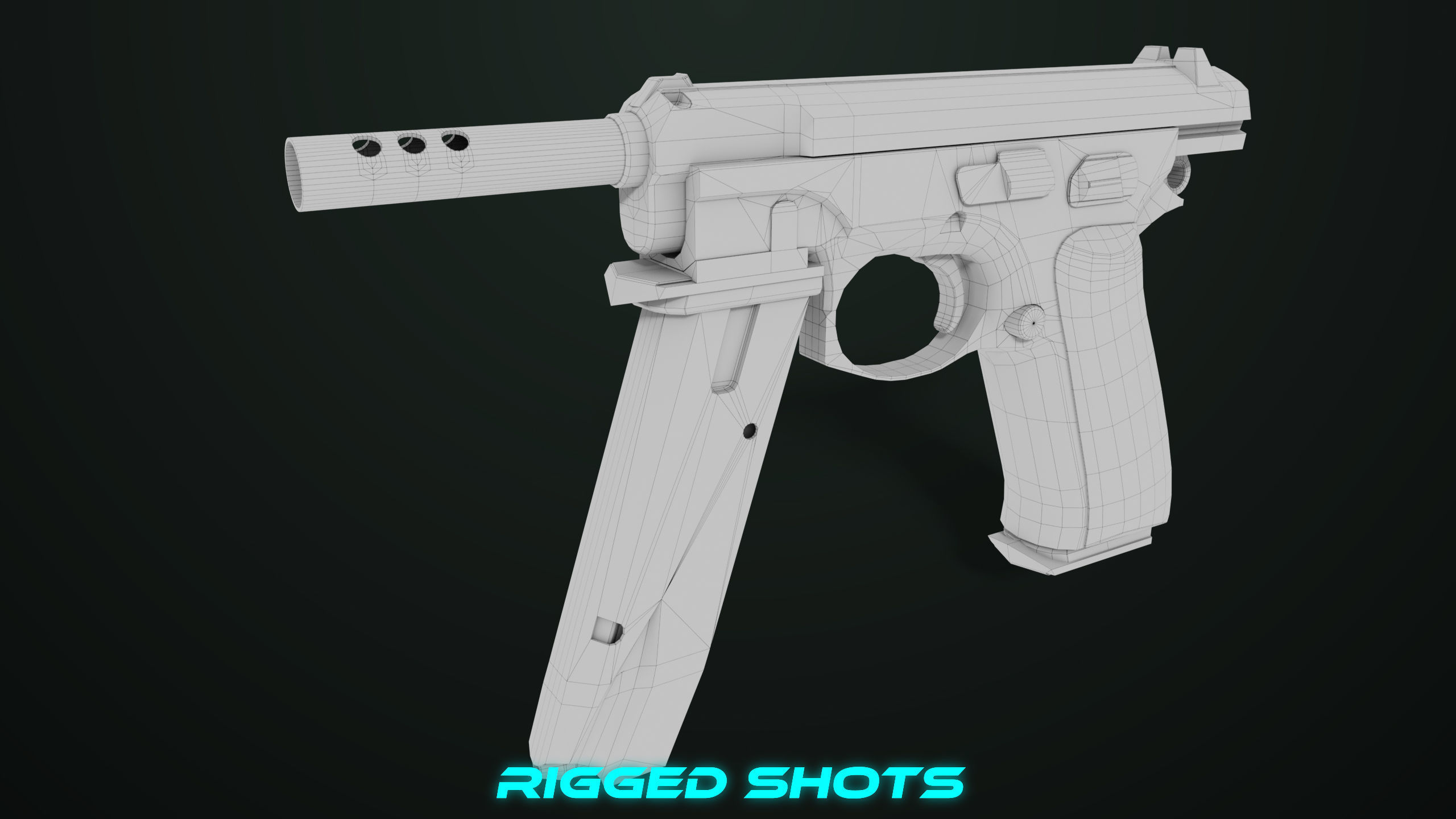 Pistol 09 Military Green Generic All PBR UE Textures Low-poly 3D model_63