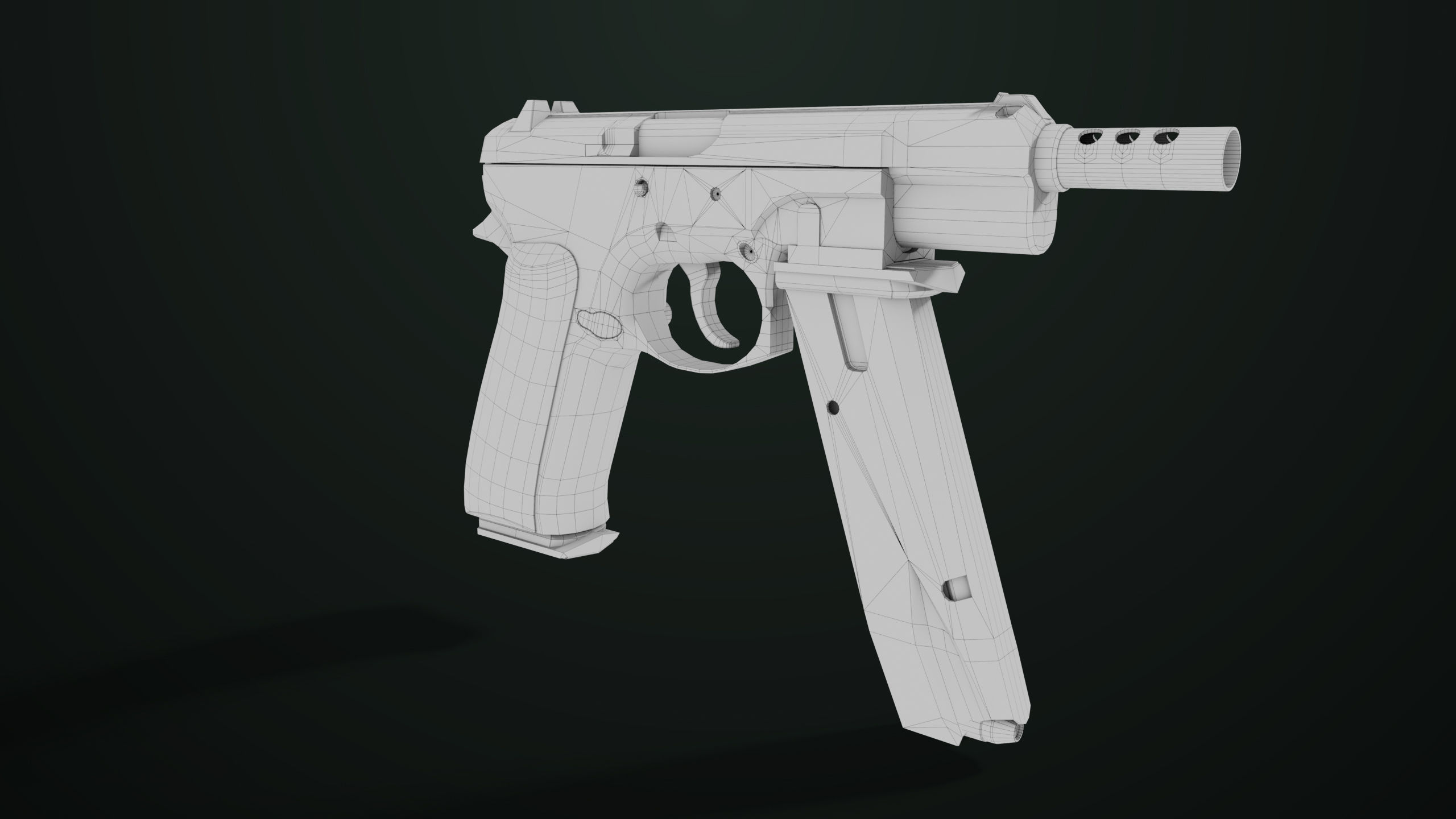Pistol 09 Military Green Generic All PBR UE Textures Low-poly 3D model_48
