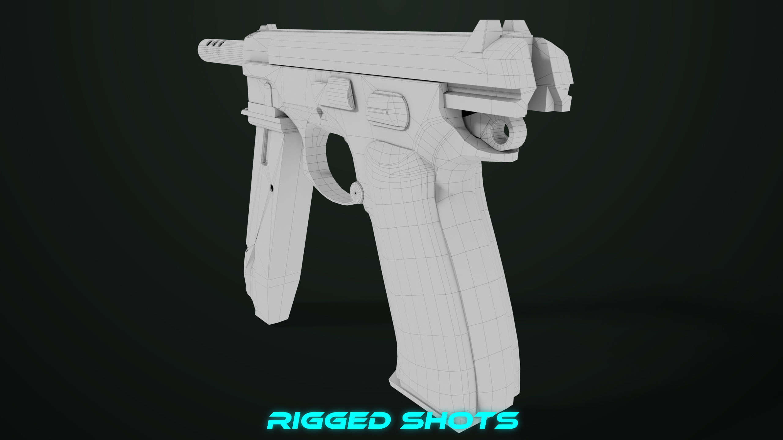 Pistol 09 Military Green Generic All PBR UE Textures Low-poly 3D model_64