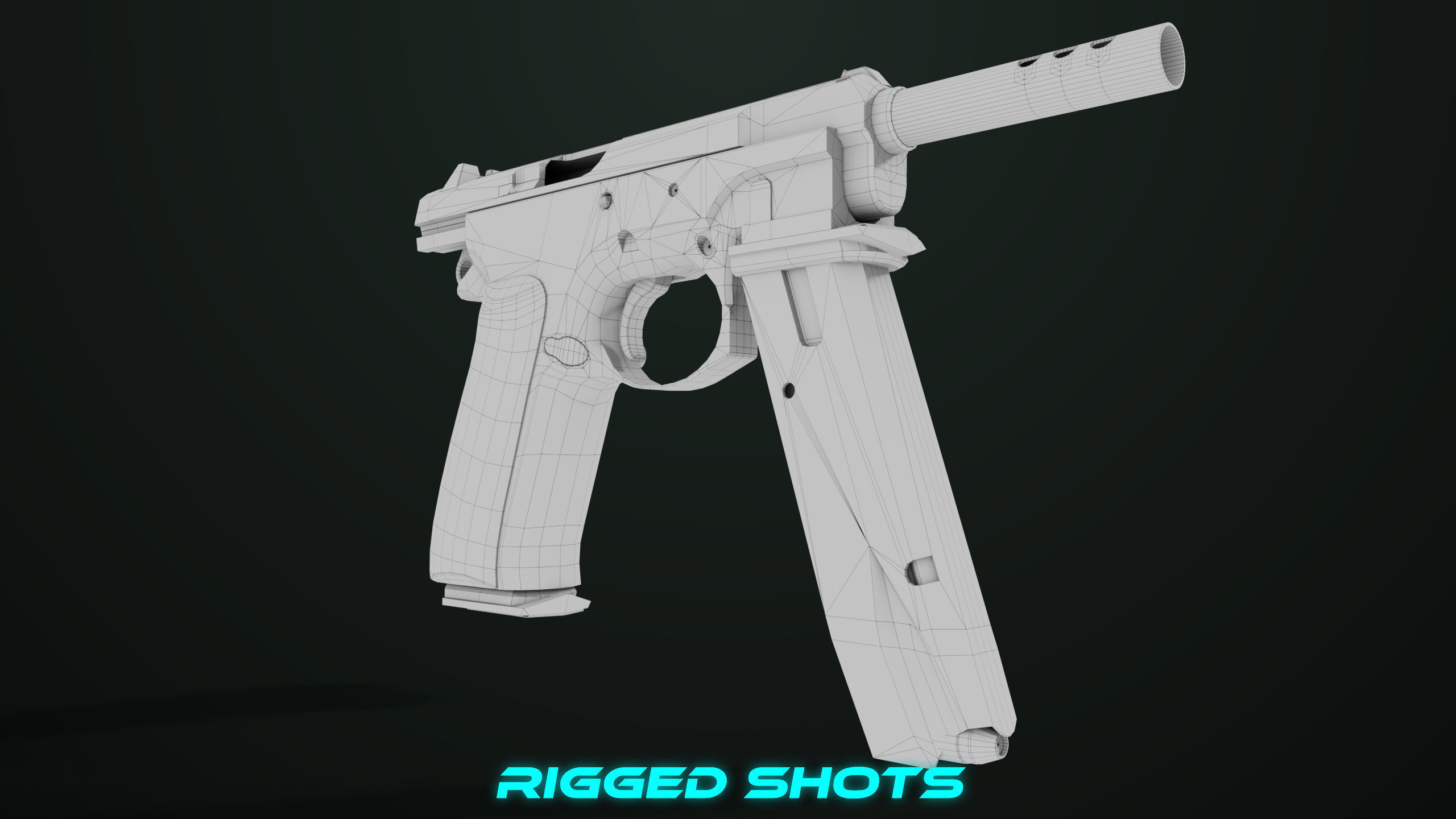 Pistol 09 Military Green Generic All PBR UE Textures Low-poly 3D model_66