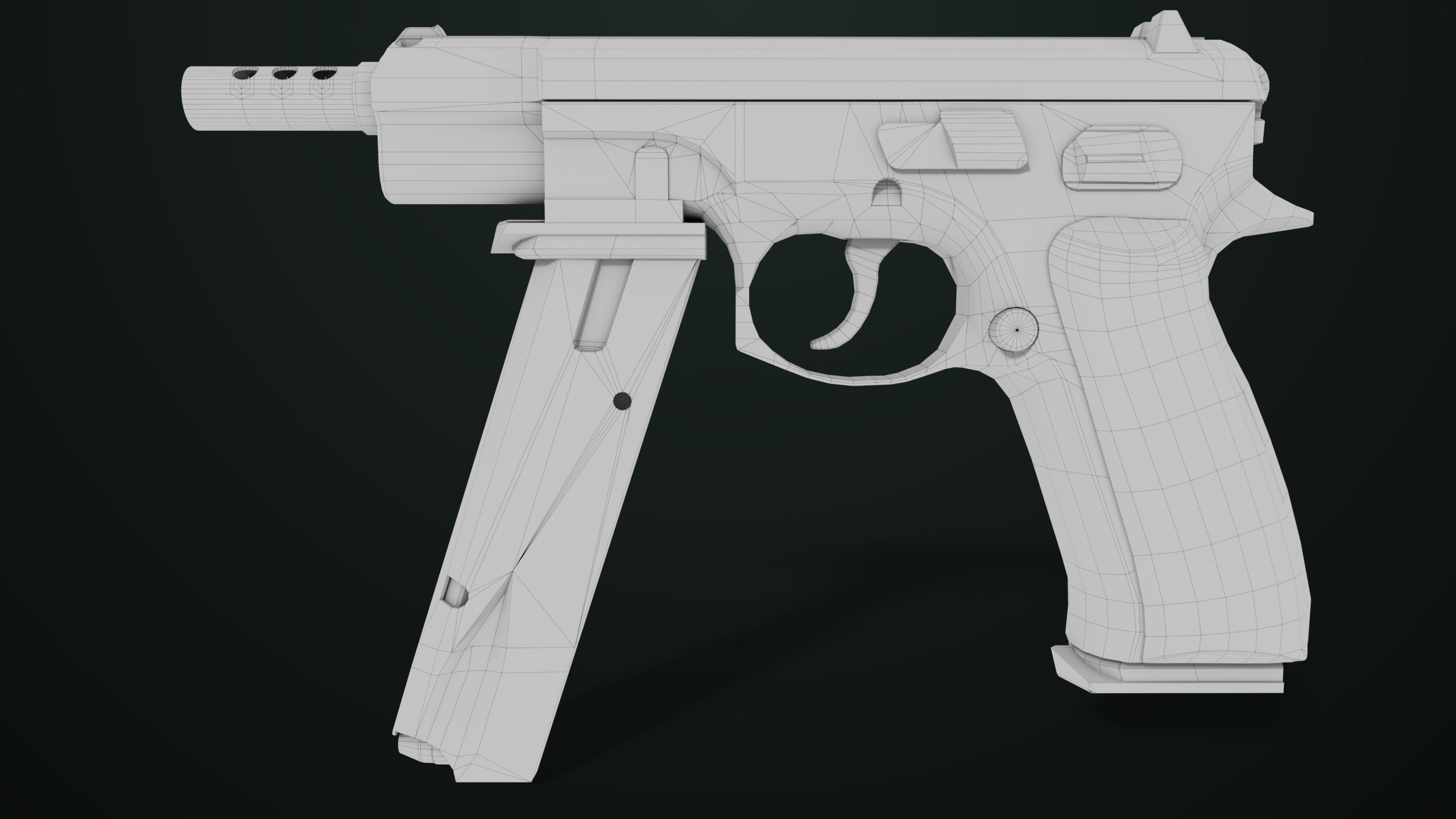 Pistol 09 Military Green Generic All PBR UE Textures Low-poly 3D model_45