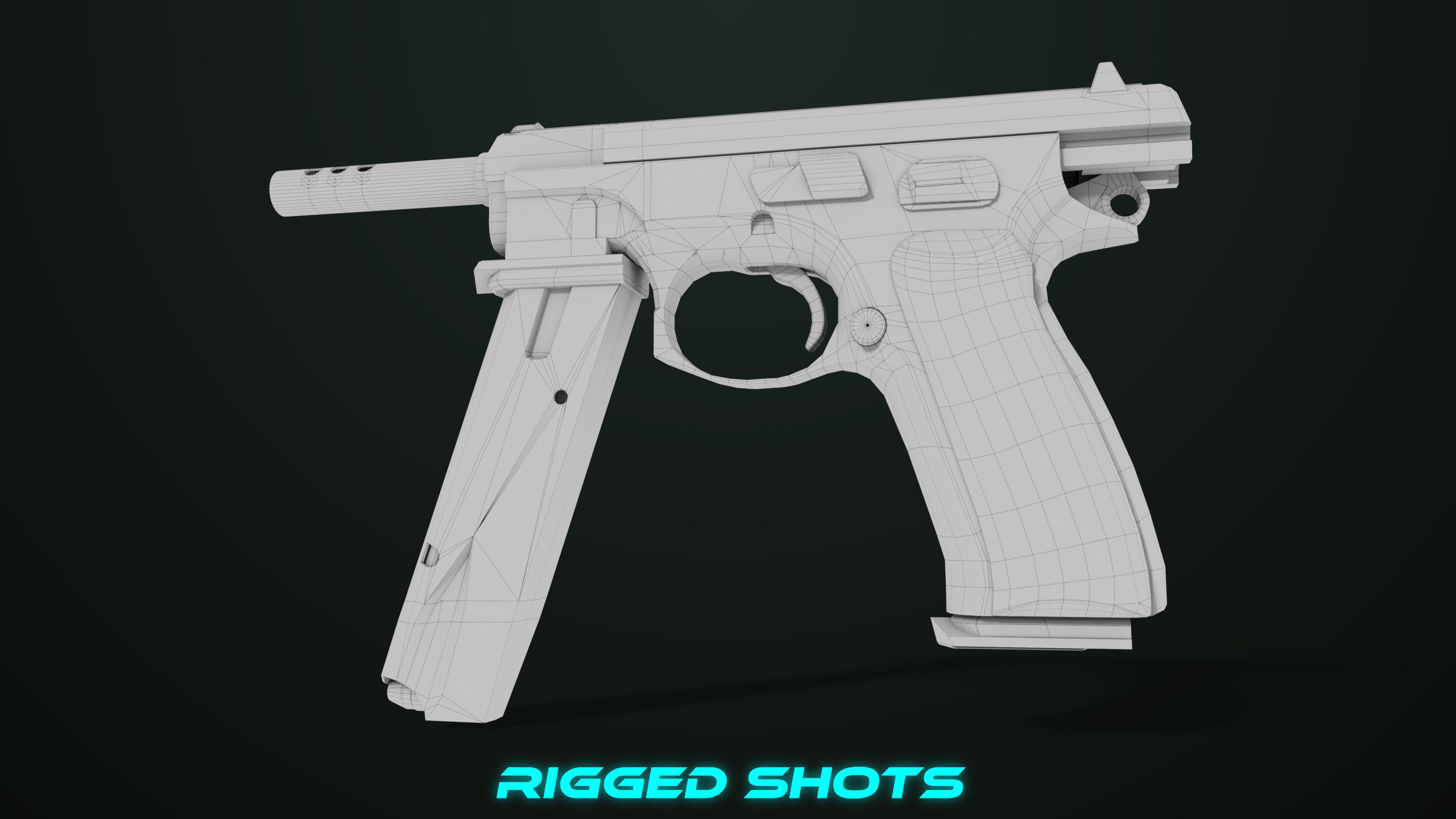 Pistol 09 Military Green Generic All PBR UE Textures Low-poly 3D model_62